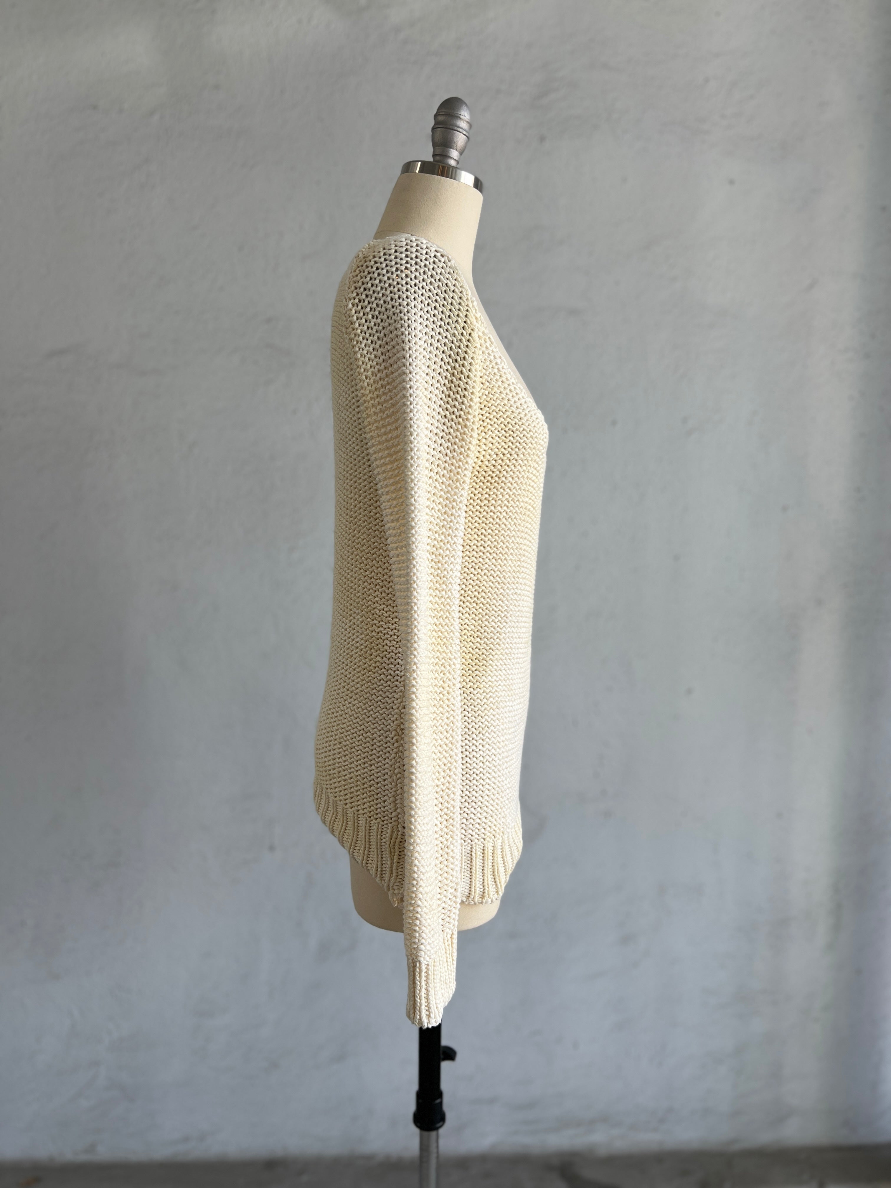 MAISON MARTIN MARGIELA JOAN OF ARC COTTON COATED SWEATER WITH DEEP NECKLINE 2000