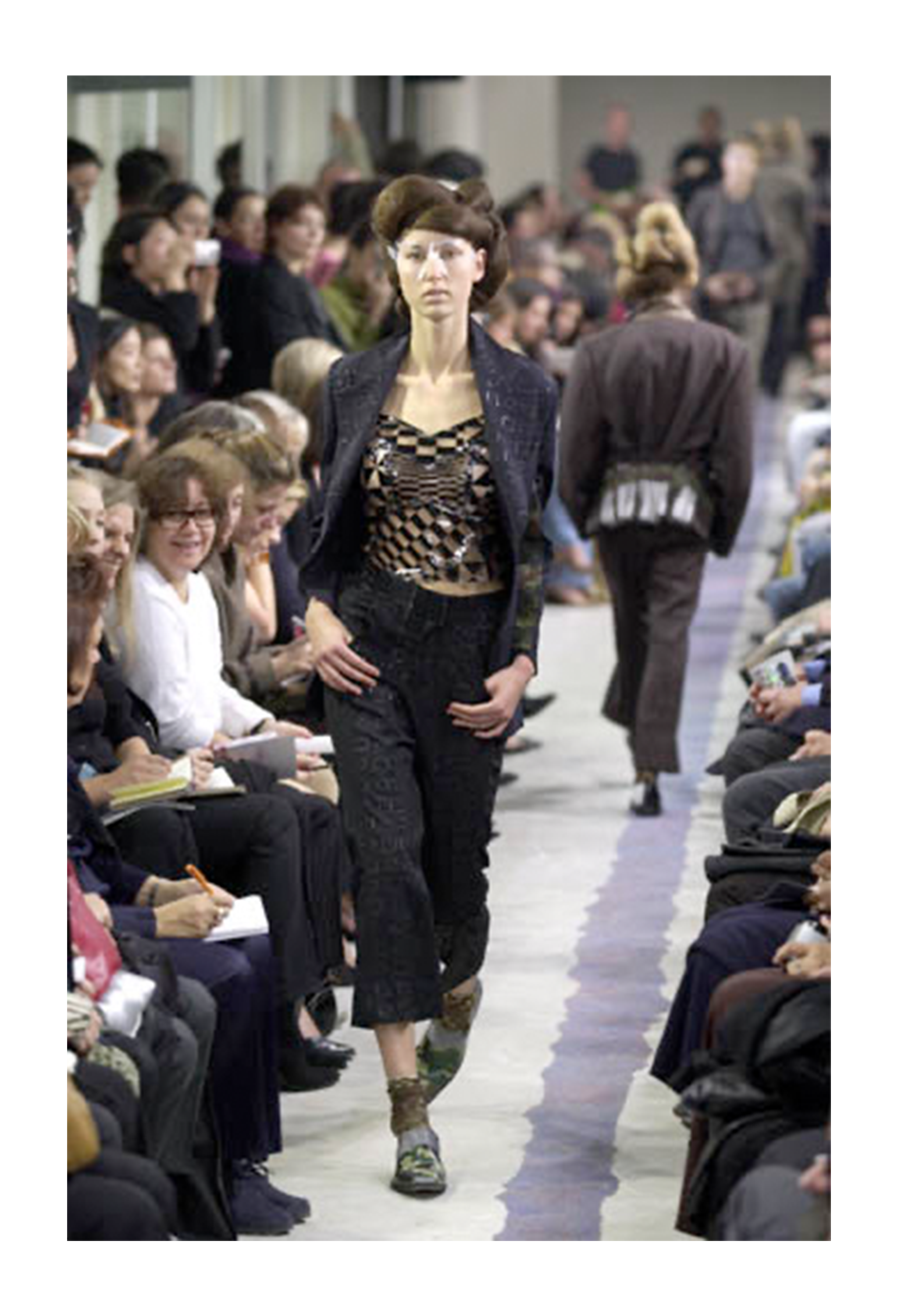 COMME DES GARÇONS OPTICAL SHOCK VINYL CHECKERBOARD CORSET TOP 2001