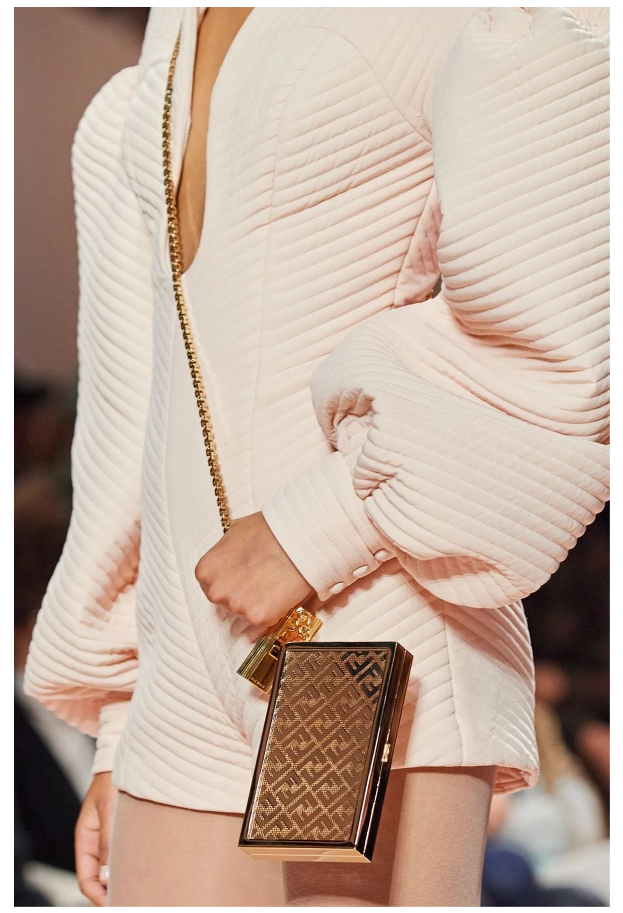 FENDI PINK PADDED ARCHITECTURAL MINI ROMPER 2020