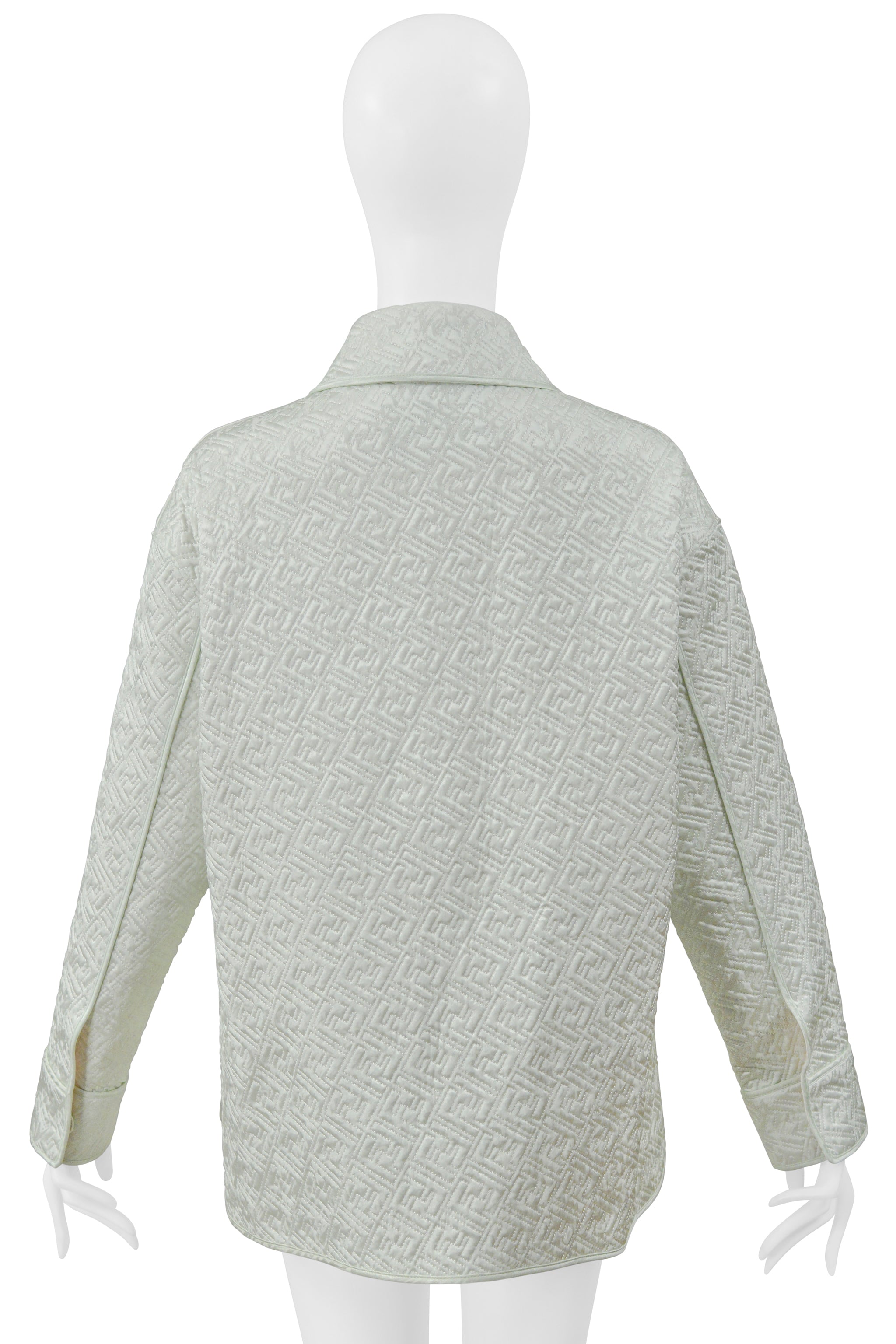 FENDI QUILTED MINT JACKET WITH THREE FACES PRINT 2022