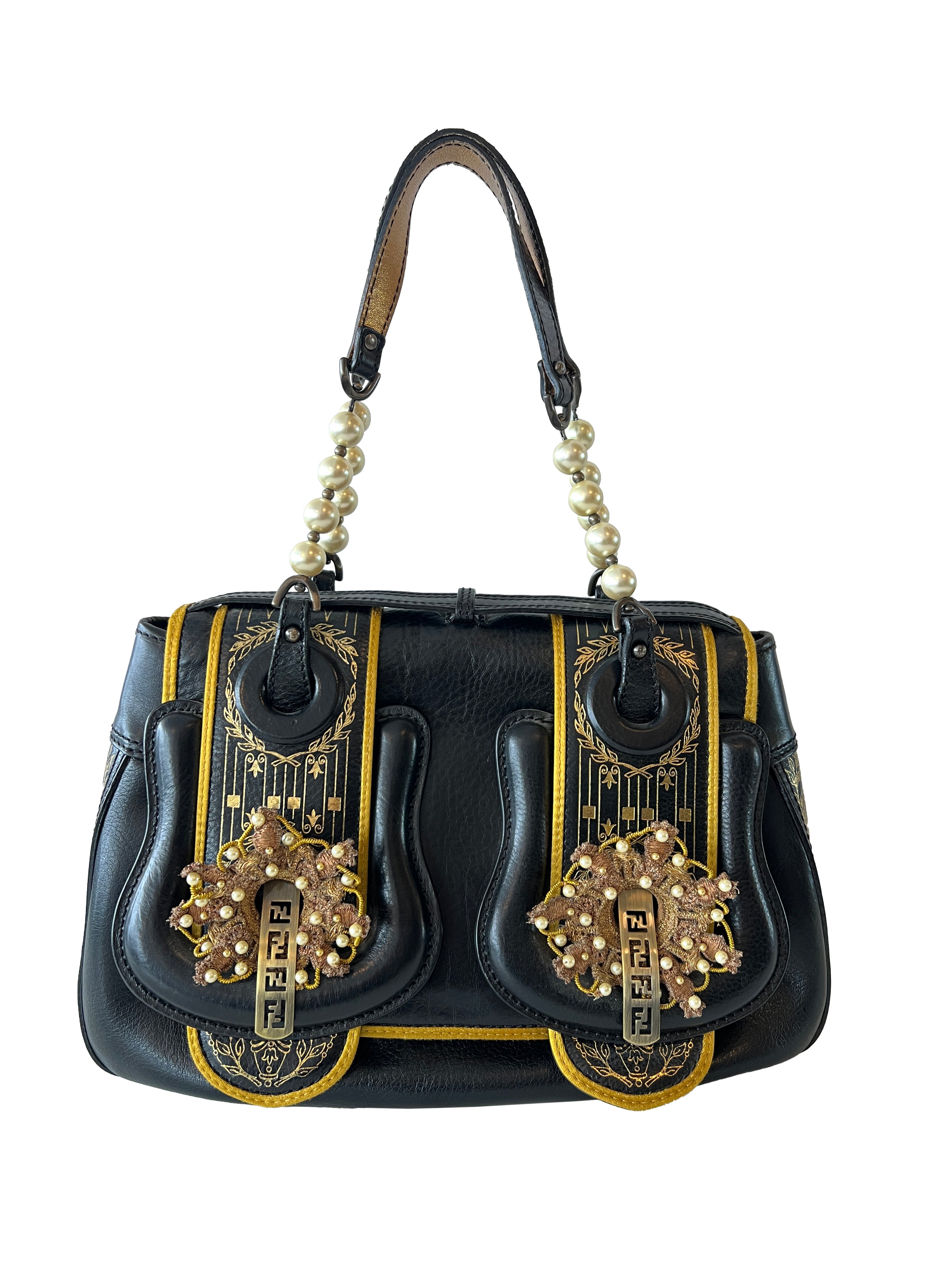 FENDI PEARL & GOLD HARDWARE "B" BAG 2006