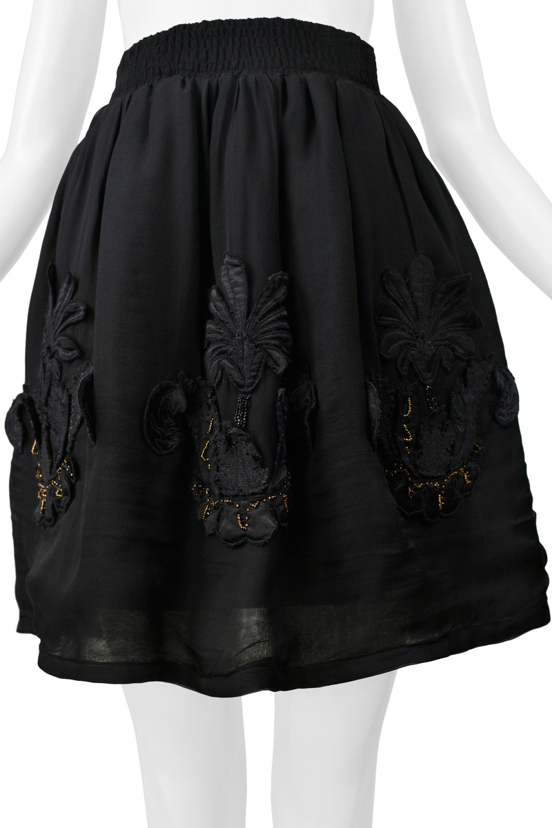 FENDI BY KARL LAGERFELD BLACK SKIRT WITH BEADED APPLIQUES