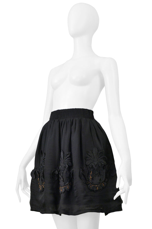 FENDI BY KARL LAGERFELD BLACK SKIRT WITH BEADED APPLIQUES