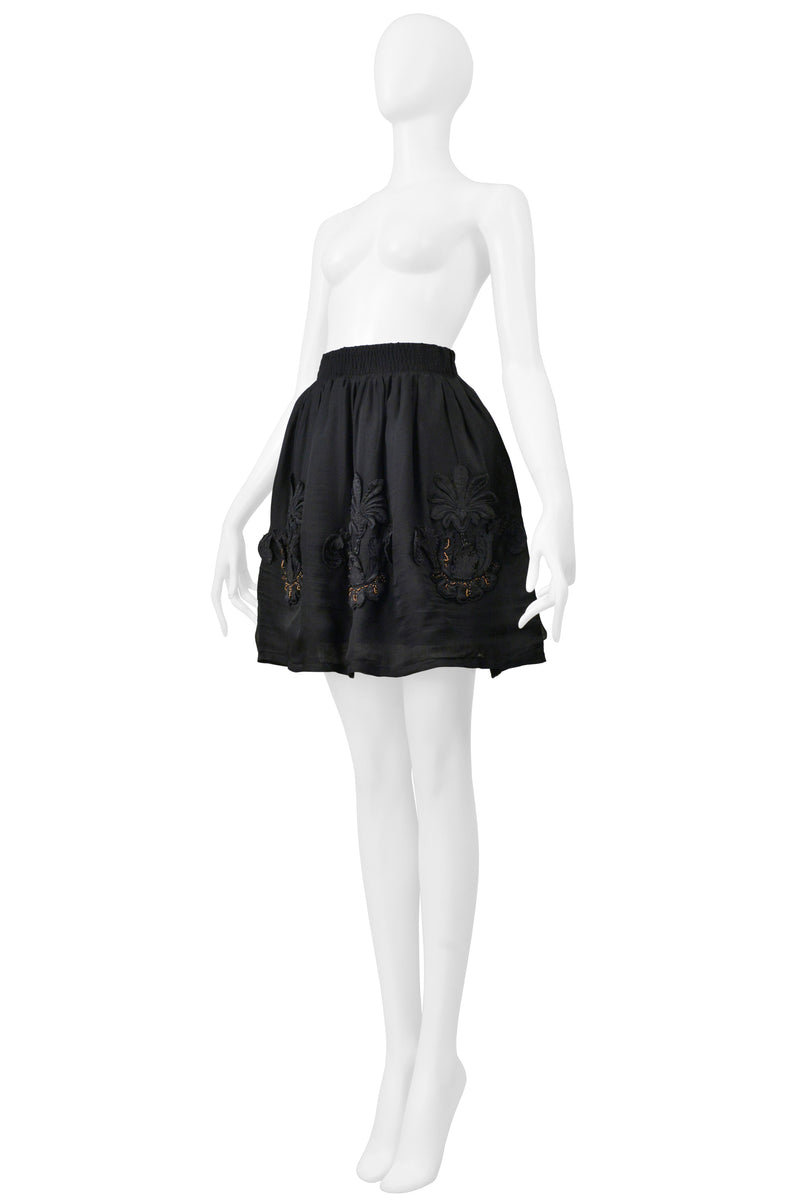 FENDI BY KARL LAGERFELD BLACK SKIRT WITH BEADED APPLIQUES