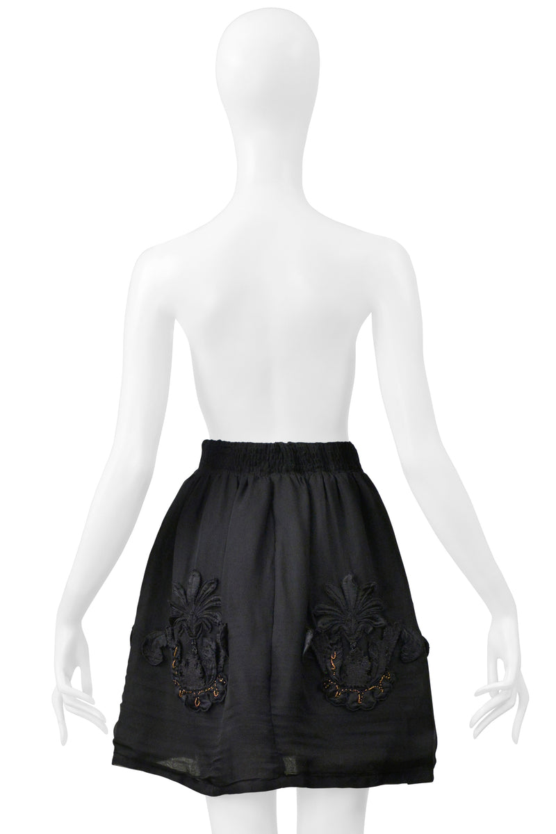 FENDI BY KARL LAGERFELD BLACK SKIRT WITH BEADED APPLIQUES