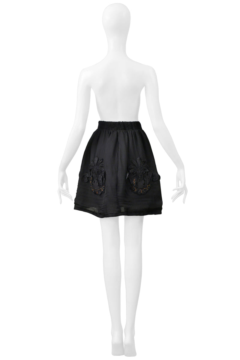 FENDI BY KARL LAGERFELD BLACK SKIRT WITH BEADED APPLIQUES