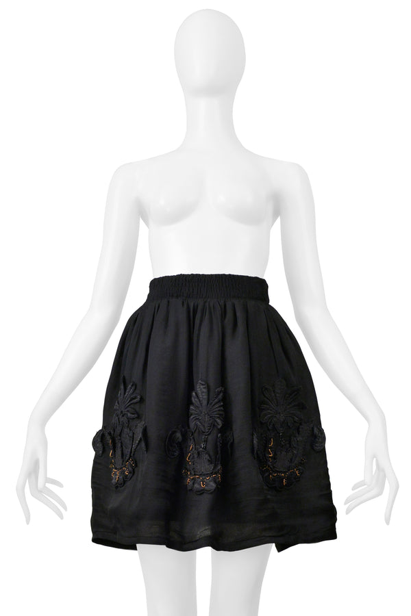 FENDI BY KARL LAGERFELD BLACK SKIRT WITH BEADED APPLIQUES