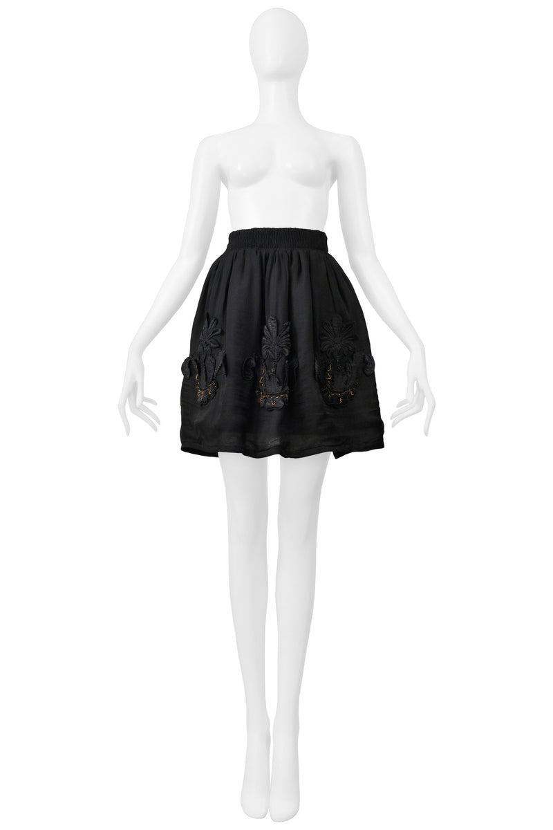 FENDI BY KARL LAGERFELD BLACK SKIRT WITH BEADED APPLIQUES