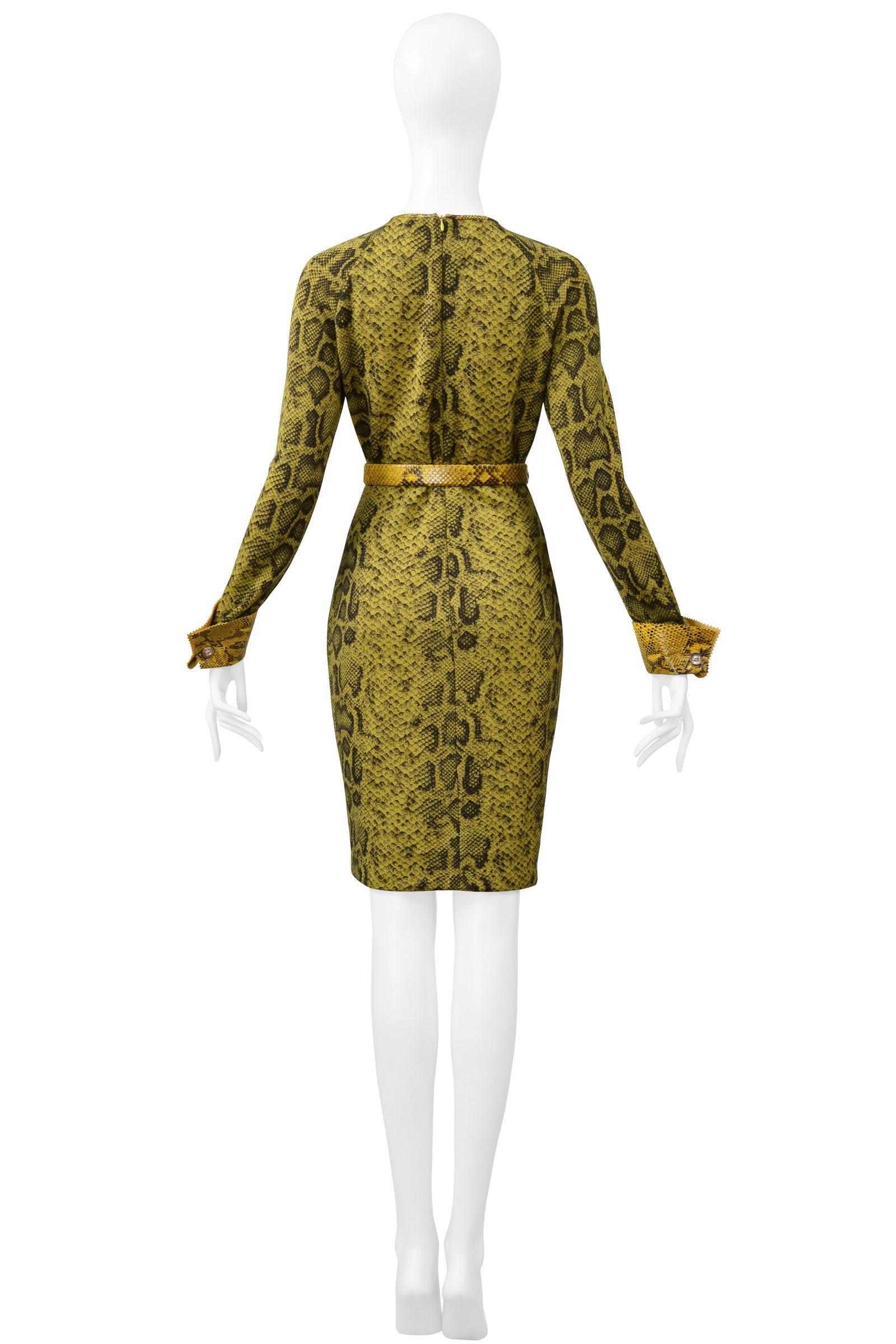 90s GIANFRANCO FERRE ロングスカート イタリア製 N1101 FERREGOLDYELLOWSNAKEPRINTDRESS