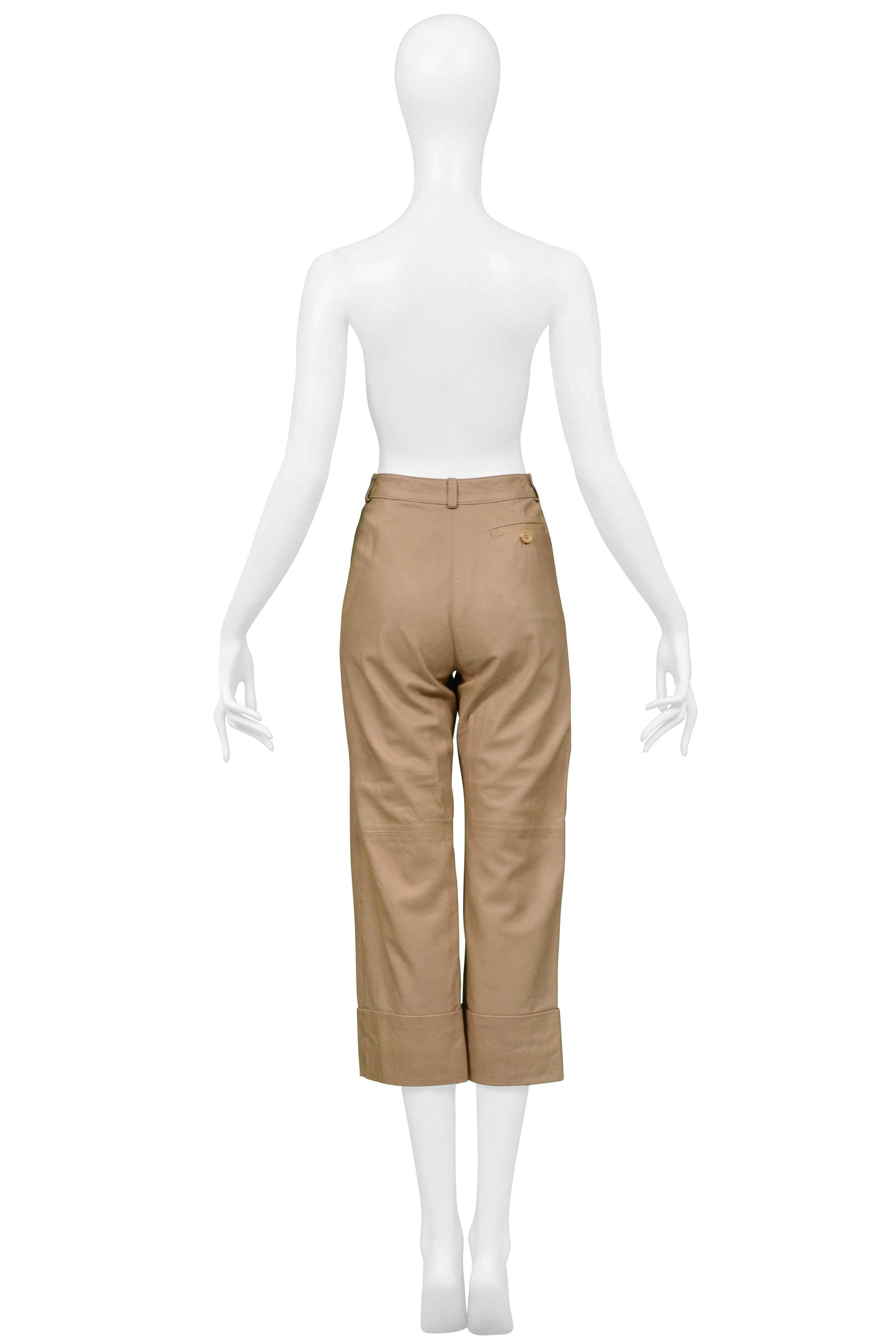 GIANFRANO FERRE BEIGE LEATHER PANTS