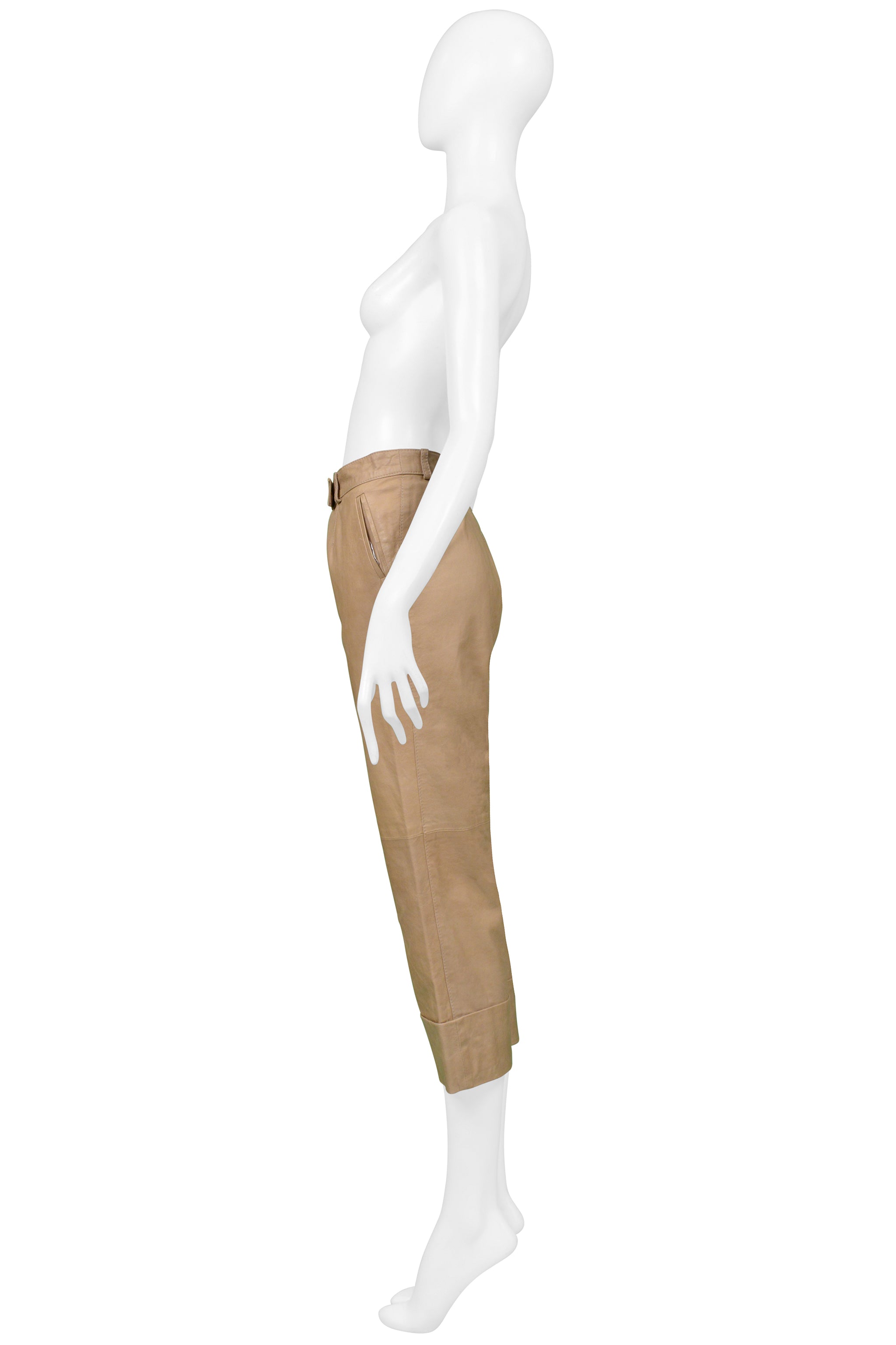 GIANFRANO FERRE BEIGE LEATHER PANTS