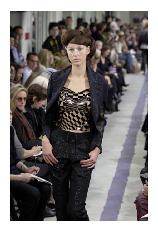 COMME DES GARÇONS CLEAR VINYL AND BLACK CHECKERBOARD CORSET TOP 2001