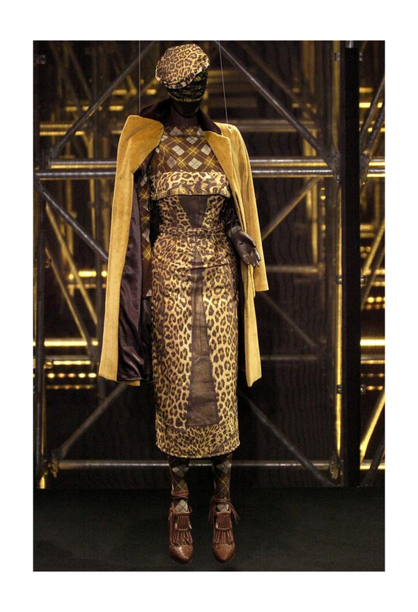 JEAN PAUL GAULTIER TROMPE L'OEIL LEOPARD PRINT DRESS AND CORSET LACING 2004