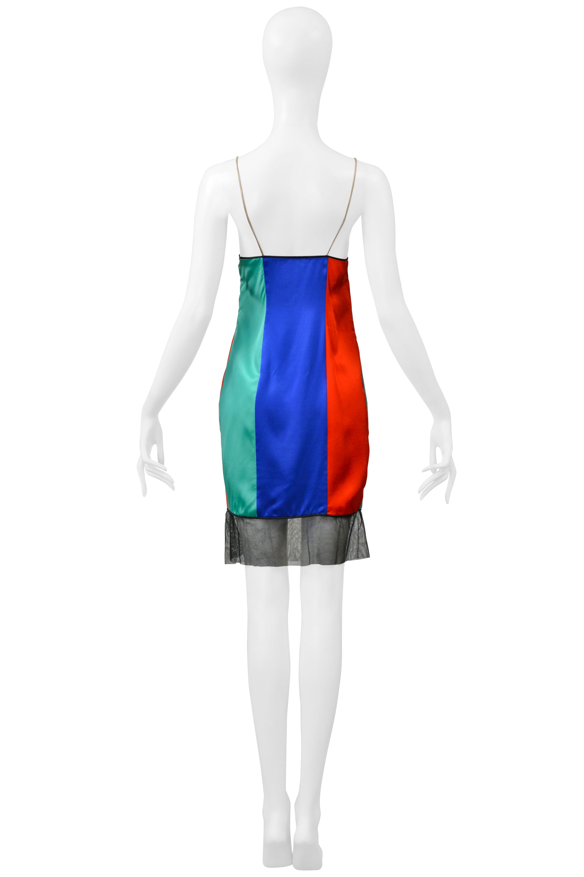 GALANOS TRI-COLOR FANCY CARNIVAL SLIP DRESS