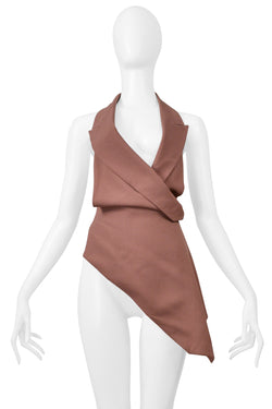 JOHN GALLIANO BROWN WRAP AROUND CUTOUT SUITING TOP 1988