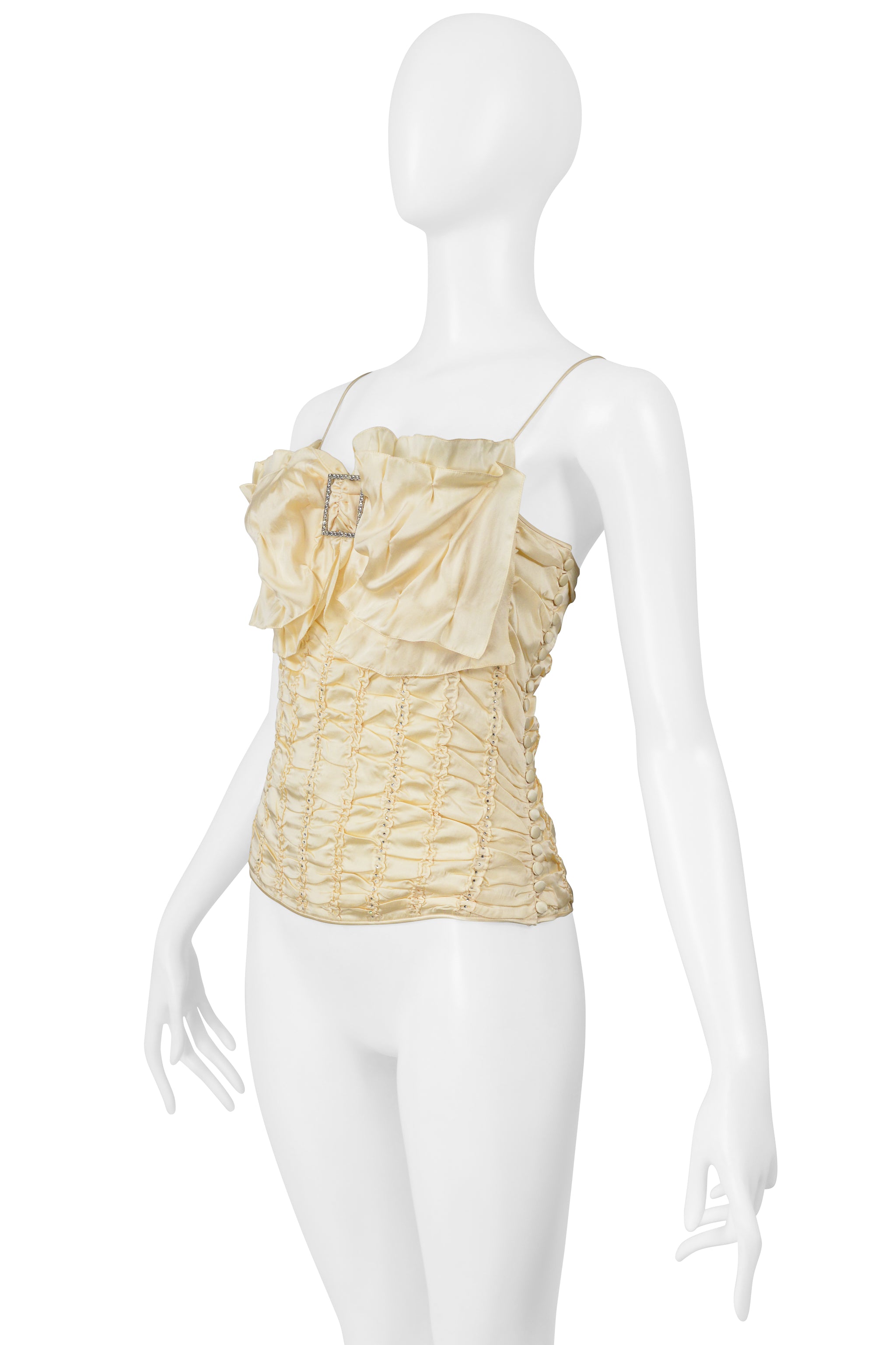 JOHN GALLIANO YELLOW SILK CAMISOLE WITH BOW 2003