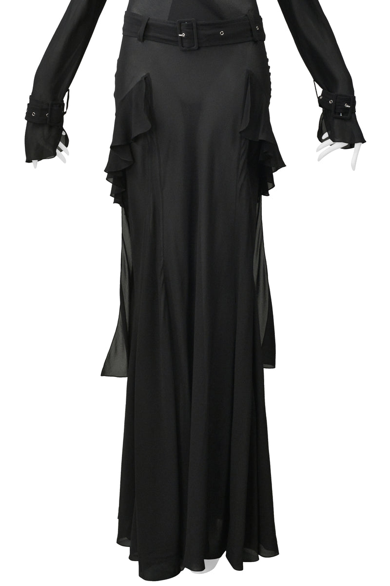 JOHN GALLIANO DRAMATIC BLACK TRENCH EVENING GOWN