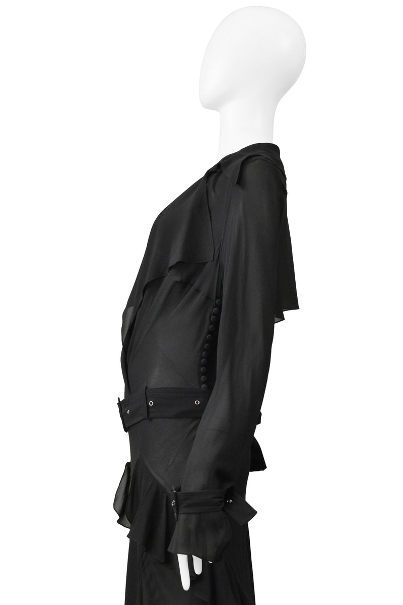 JOHN GALLIANO DRAMATIC BLACK TRENCH EVENING GOWN