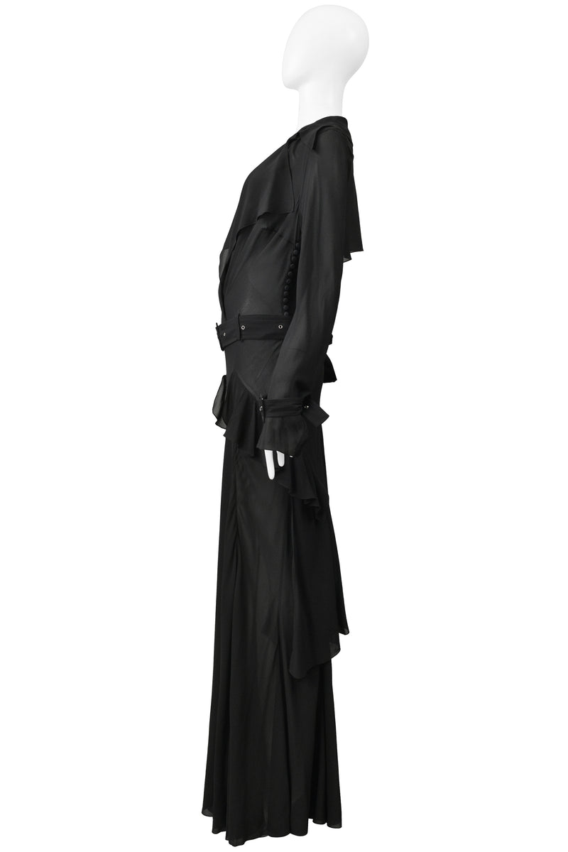 JOHN GALLIANO DRAMATIC BLACK TRENCH EVENING GOWN