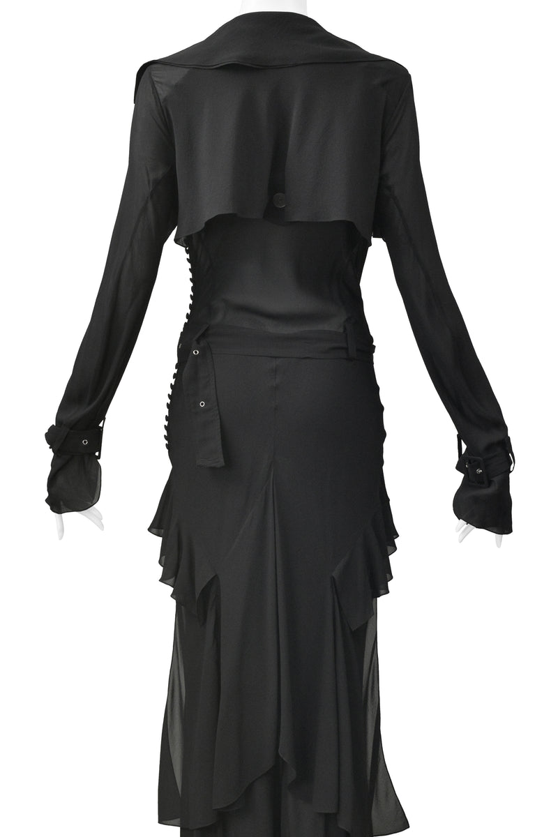 JOHN GALLIANO DRAMATIC BLACK TRENCH EVENING GOWN