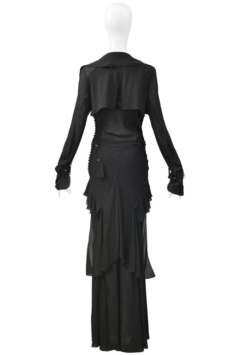 JOHN GALLIANO DRAMATIC BLACK TRENCH EVENING GOWN