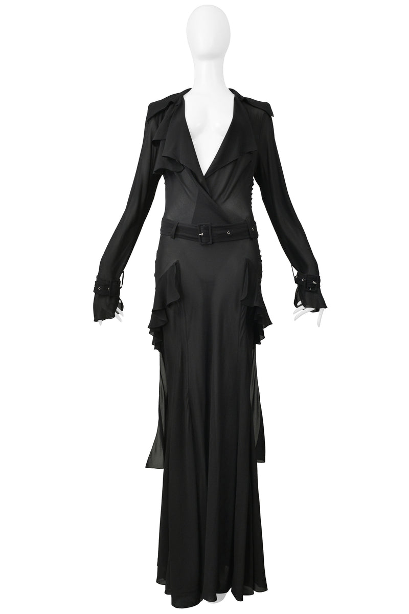 JOHN GALLIANO DRAMATIC BLACK TRENCH EVENING GOWN