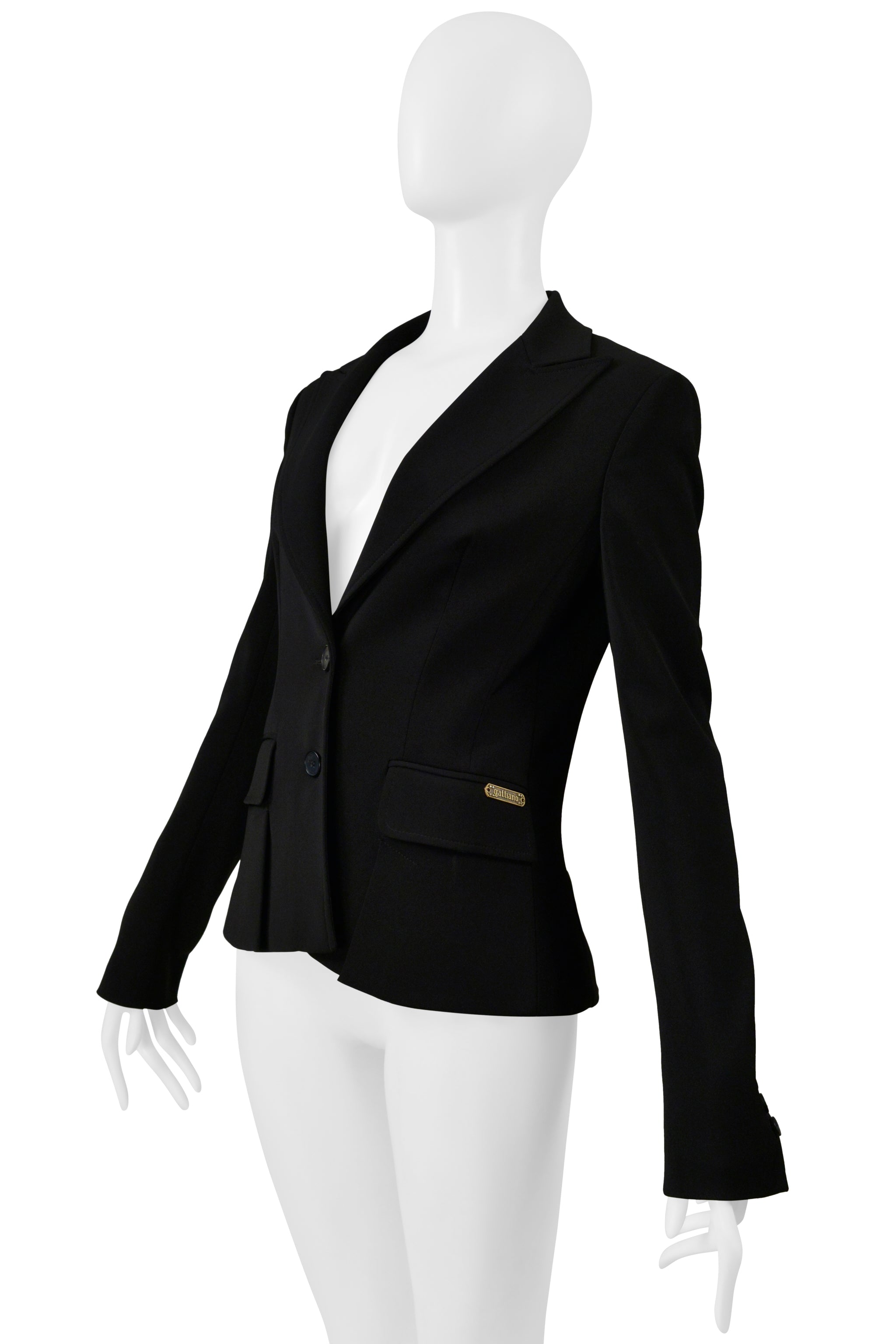 JOHN GALLIANO BLACK FITTED TWO BUTTON JACKET W POCKETS
