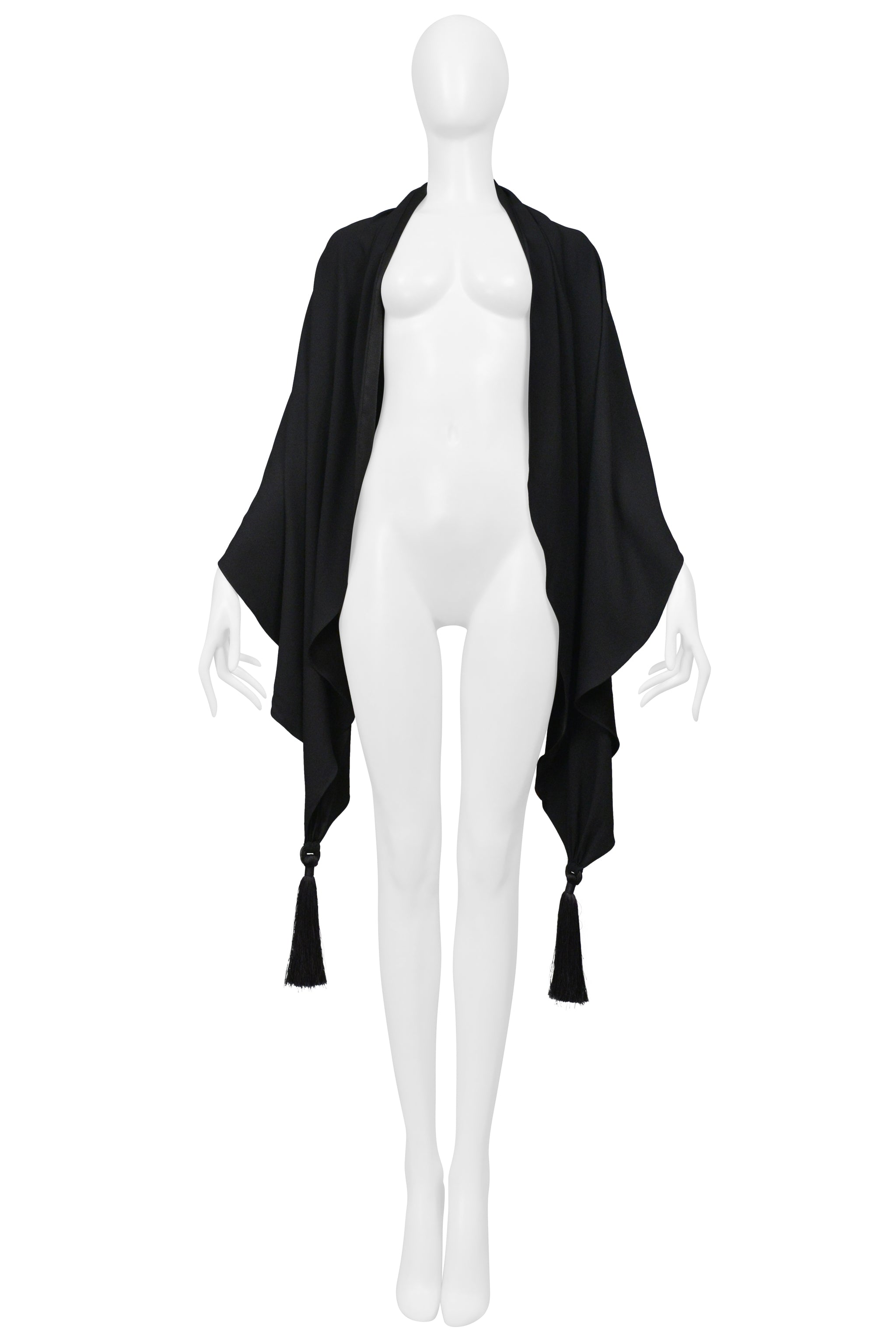 JOHN GALLIANO BLACK SCARF WITH TASSELS