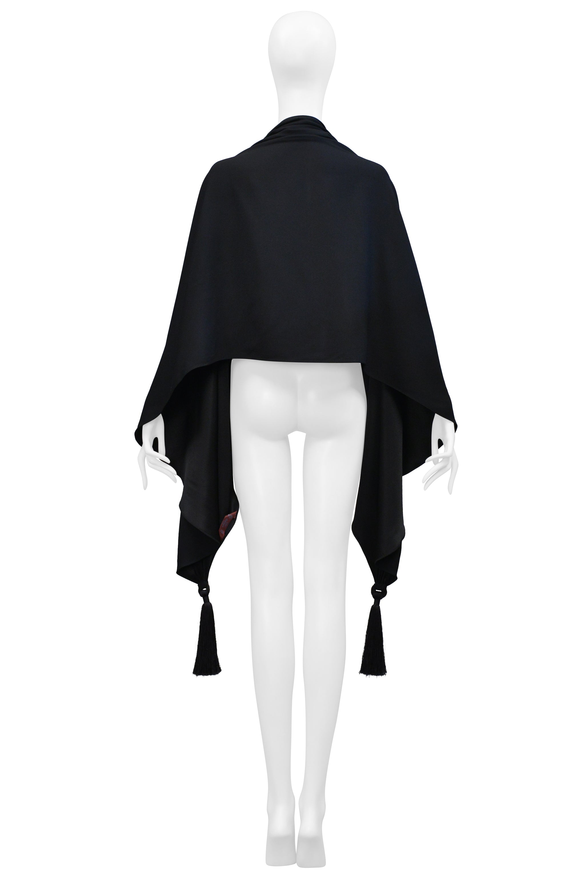 JOHN GALLIANO BLACK SCARF WITH TASSELS
