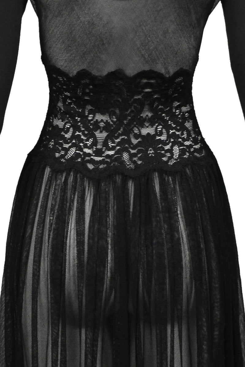 JEAN PAUL GAULTIER BLACK MESH, LACE AND TULLE BALLET DRESS 1988