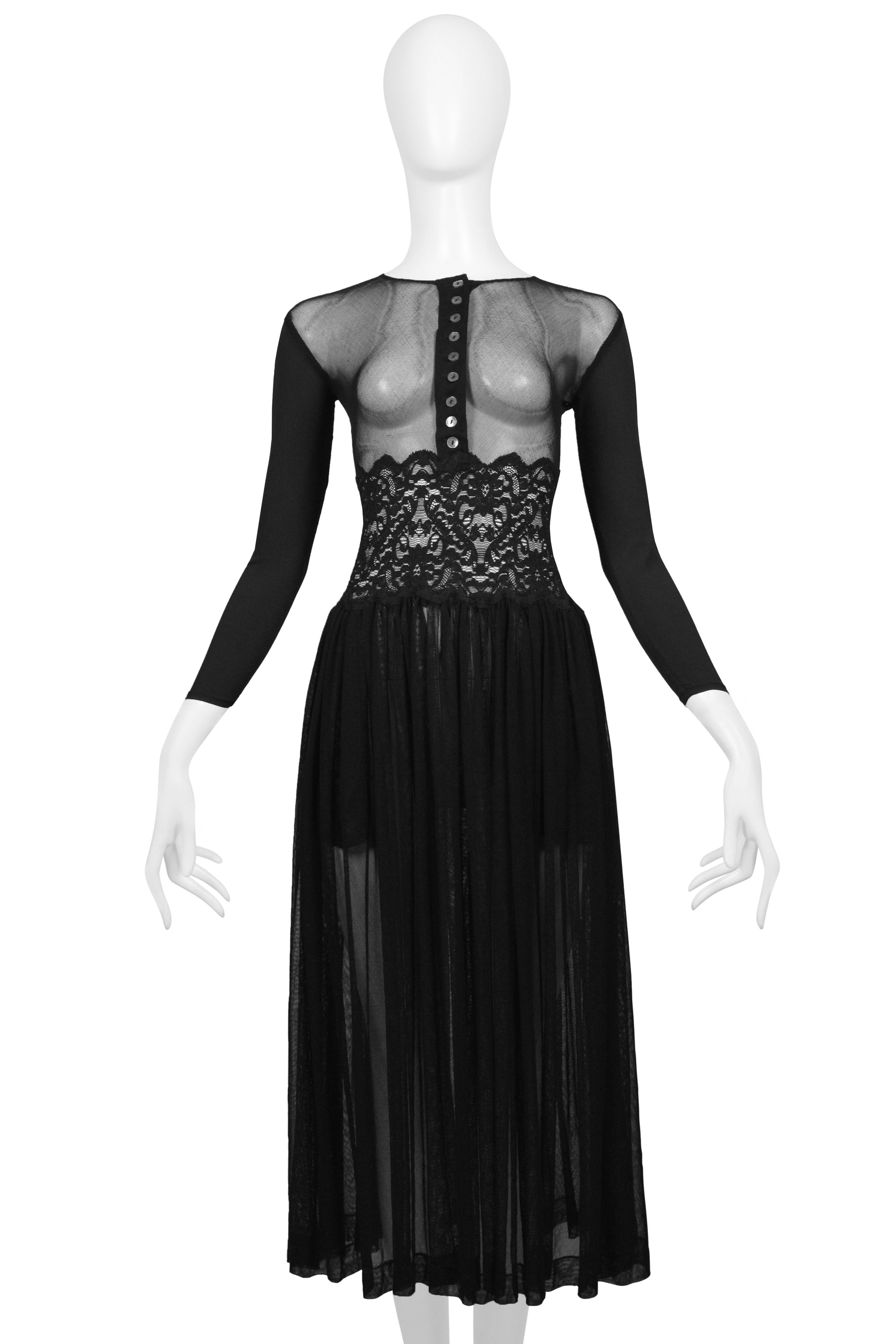 JEAN PAUL GAULTIER BLACK MESH, LACE AND TULLE BALLET DRESS 1988