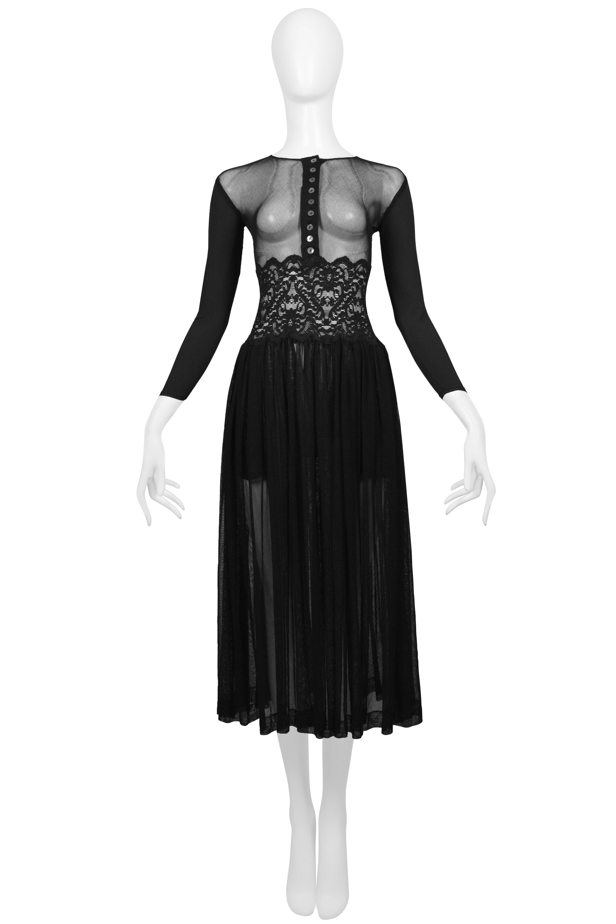 JEAN PAUL GAULTIER BLACK MESH, LACE AND TULLE BALLET DRESS 1988