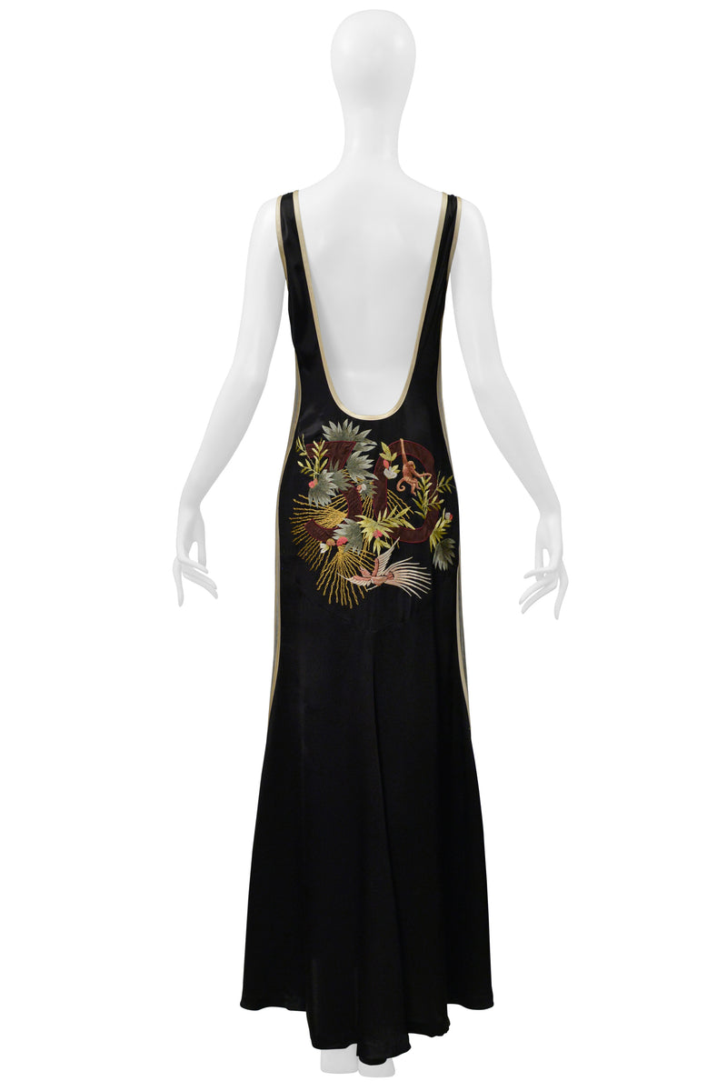 JEAN PAUL GAULTIER 30TH ANNIVERSARY BLACK AND CREAM SATIN ENSEMBLE W MESH STRIPES 2007
