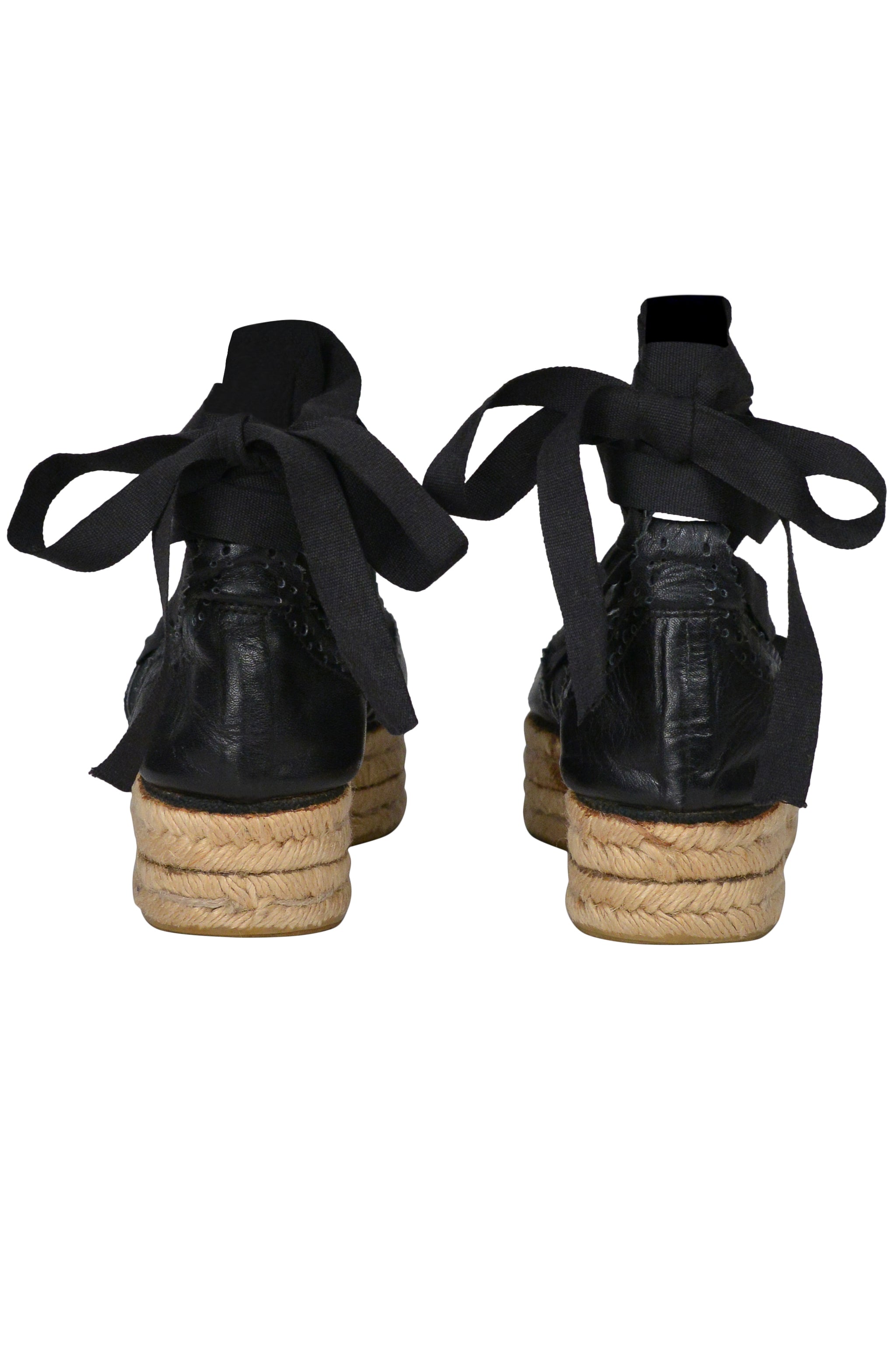 JEAN PAUL GAULTIER BLACK LEATHER SPECTATOR ESPADRILLES