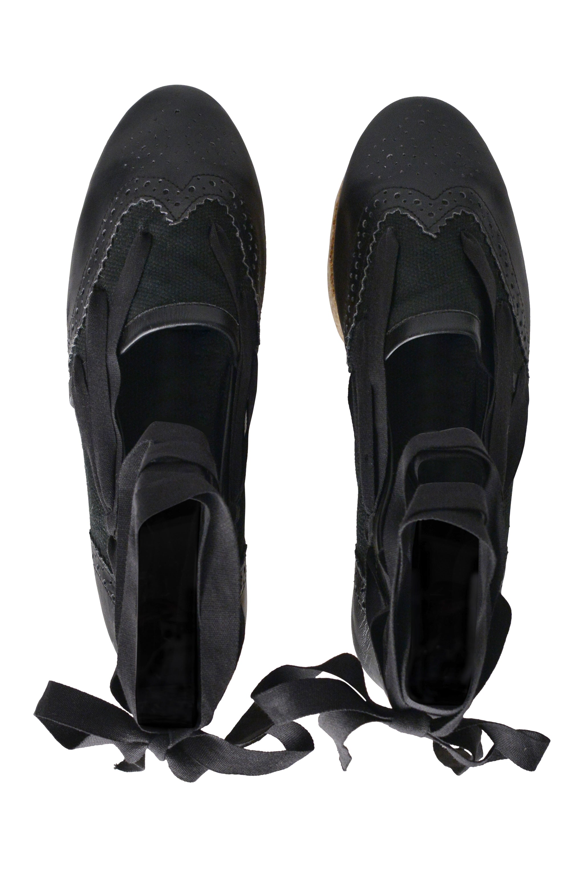 JEAN PAUL GAULTIER BLACK LEATHER SPECTATOR ESPADRILLES