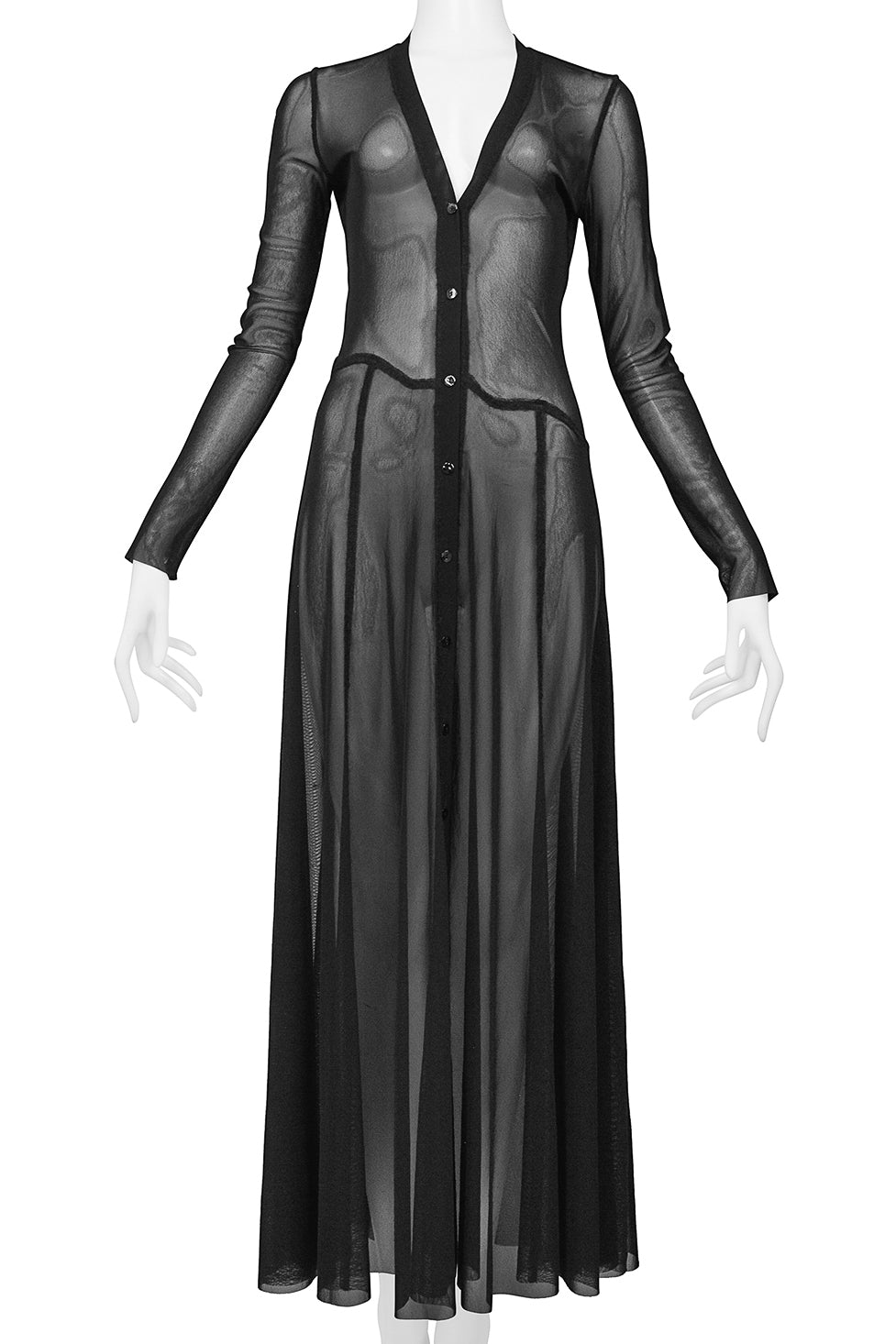 JEAN PAUL GAULTIER BLACK MESH SHEER CARDIGAN DRESS
