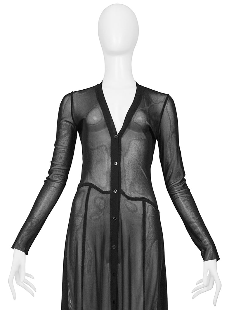 JEAN PAUL GAULTIER BLACK MESH SHEER CARDIGAN DRESS