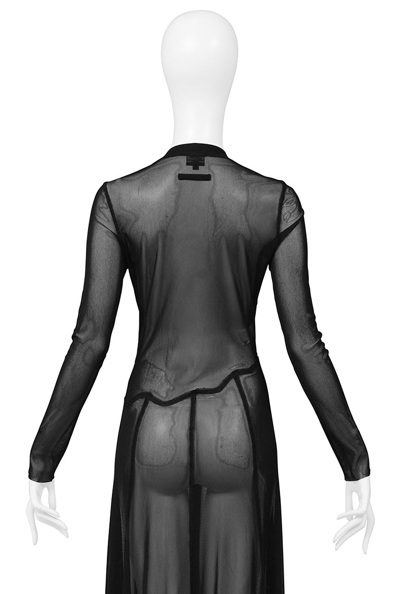 JEAN PAUL GAULTIER BLACK MESH SHEER CARDIGAN DRESS