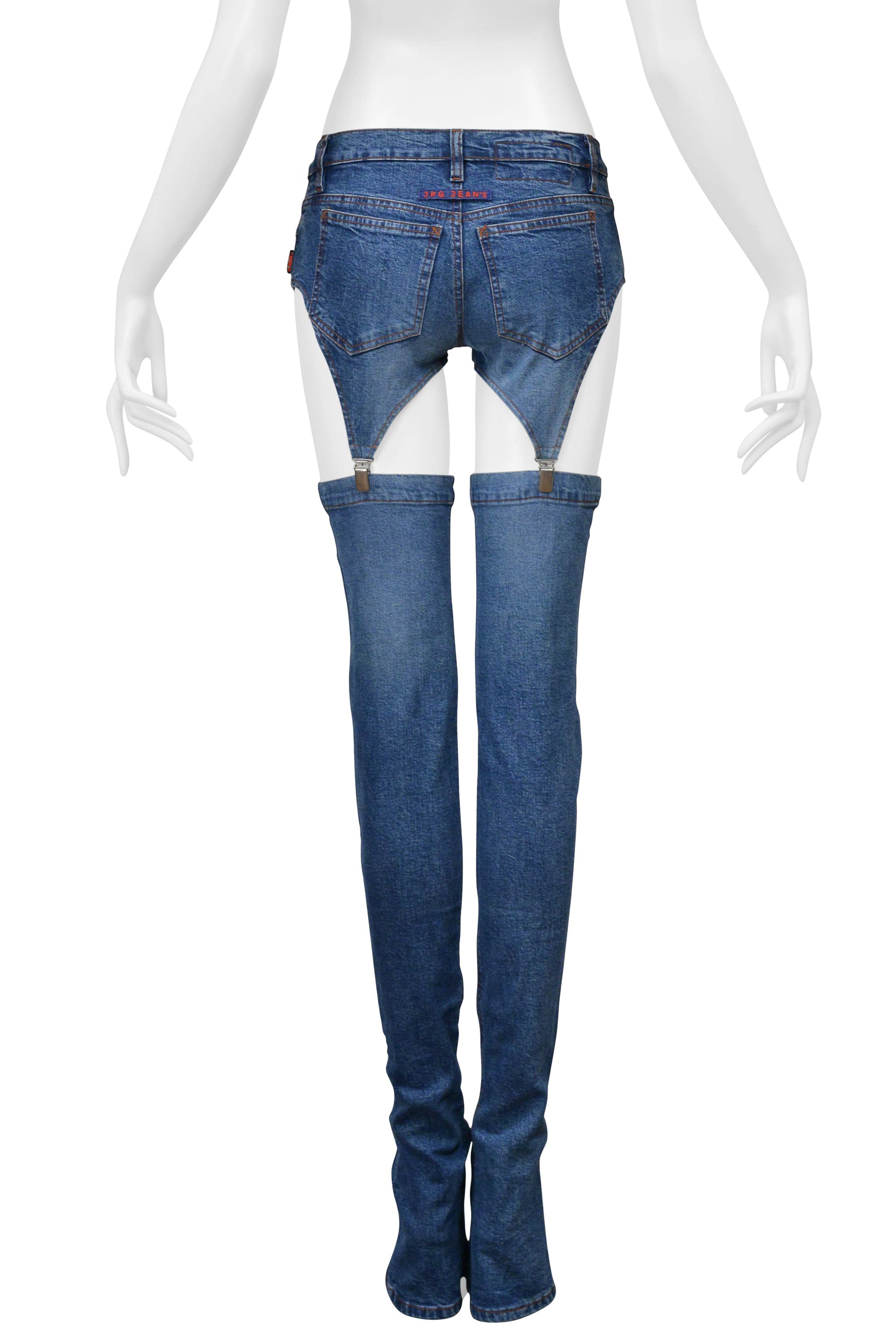 JEAN GAULTIER BLUE DENIM CONVERTIBLE CUTOUT JEANS