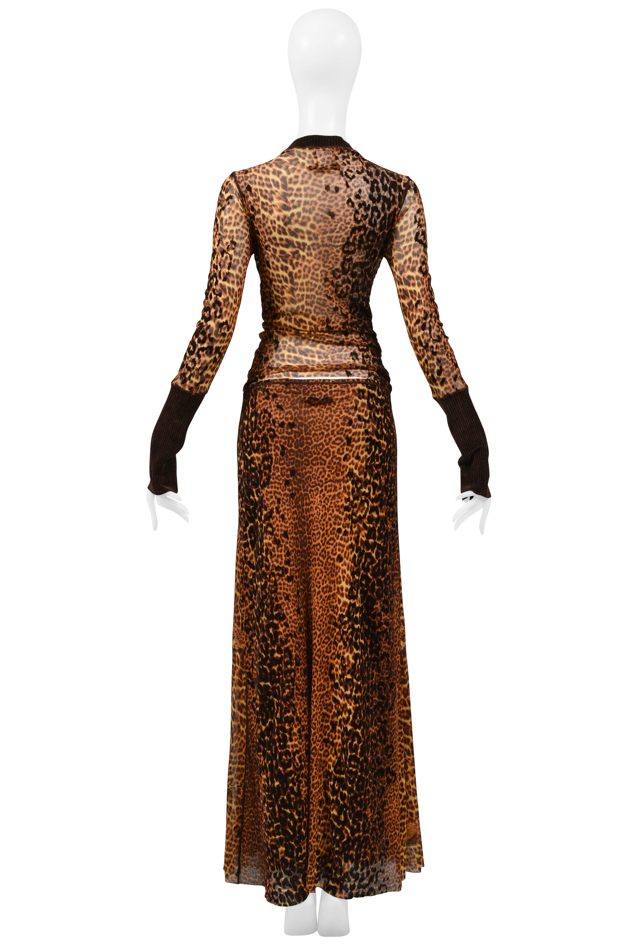 JEAN PAUL GAULTIER LEOPARD PRINT TOP & SKIRT ENSEMBLE