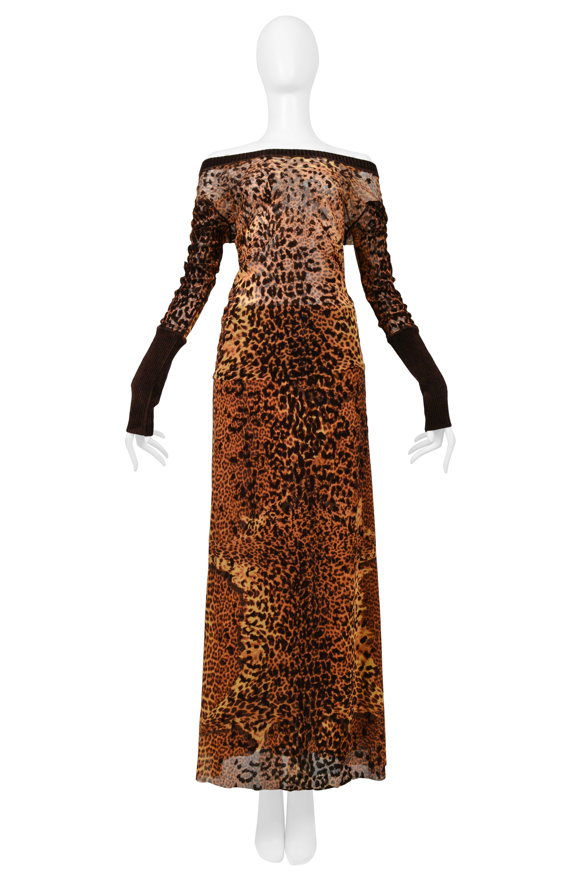 JEAN PAUL GAULTIER LEOPARD PRINT TOP & SKIRT ENSEMBLE