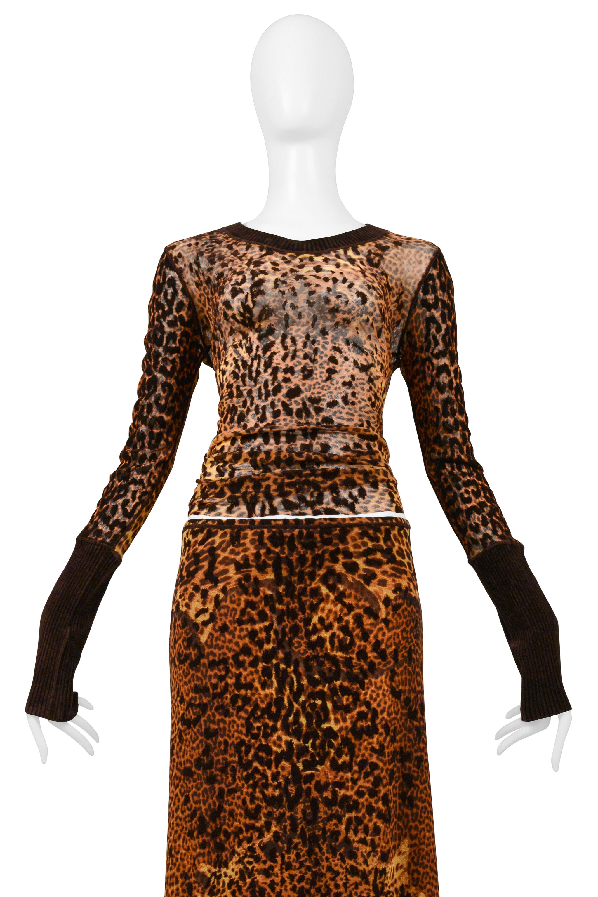 JEAN PAUL GAULTIER LEOPARD PRINT TOP & SKIRT ENSEMBLE