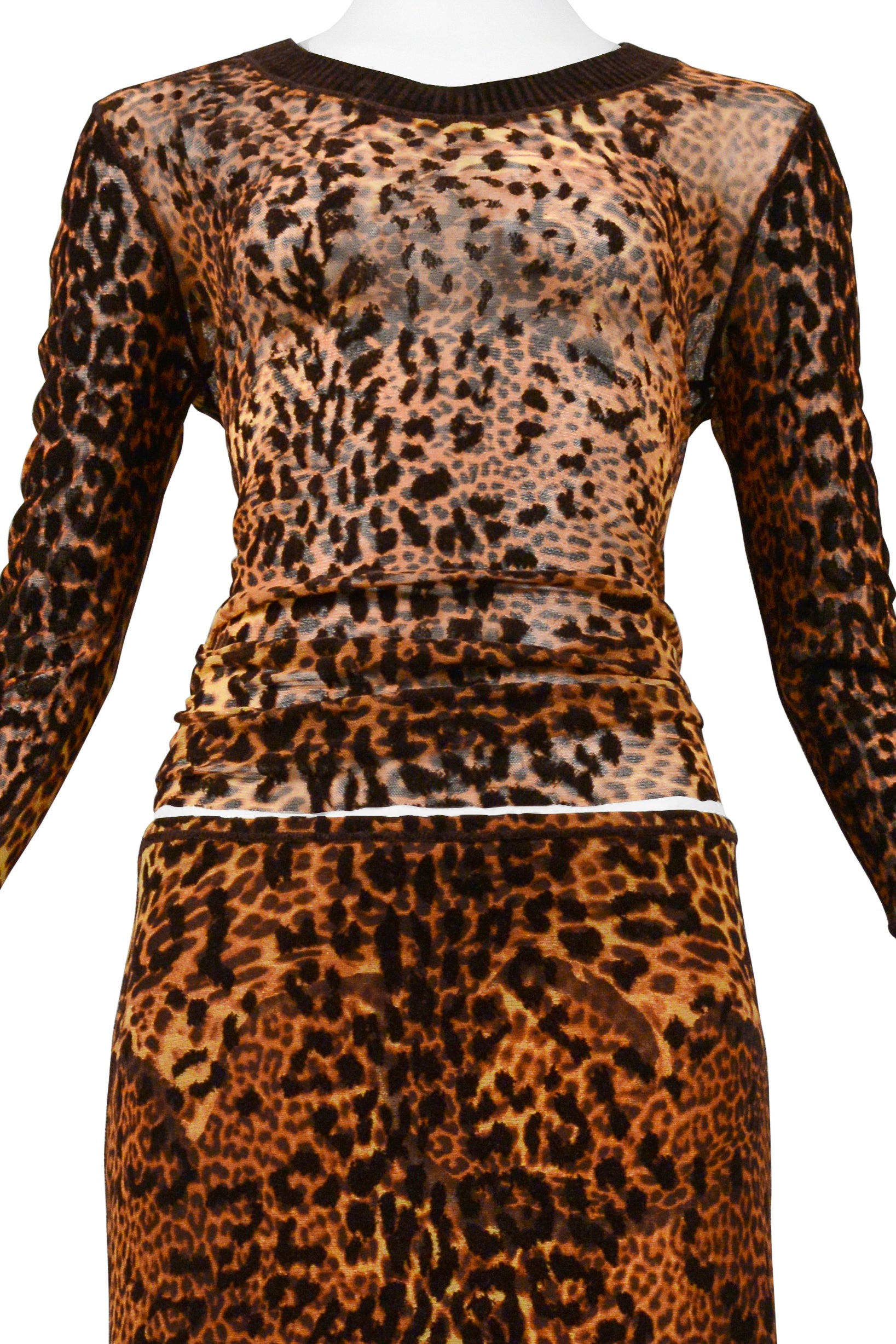 JEAN PAUL GAULTIER LEOPARD PRINT TOP & SKIRT ENSEMBLE