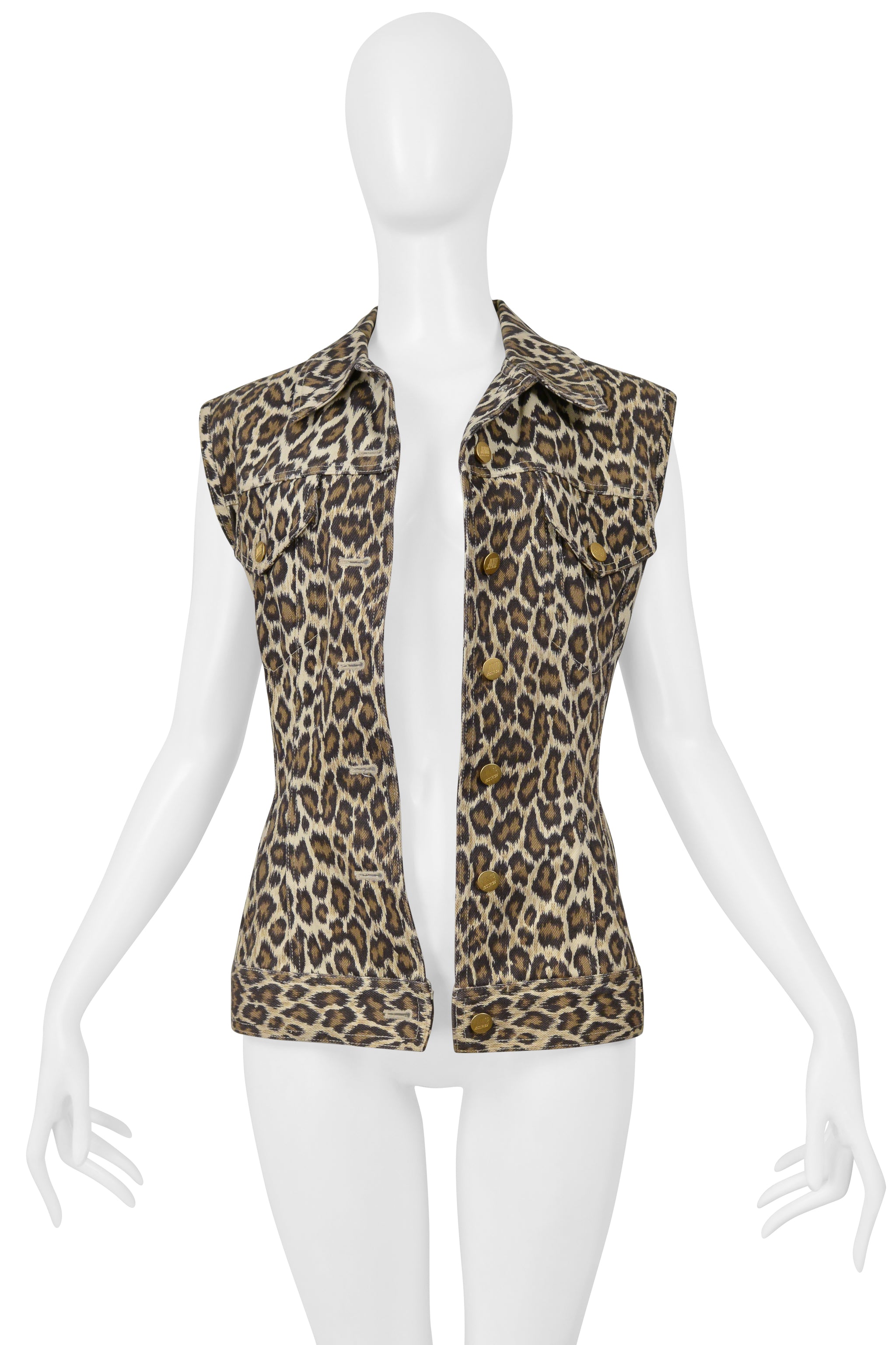 JEAN PAUL GAULTIER LEOPARD VEST WITH CORSET BACK