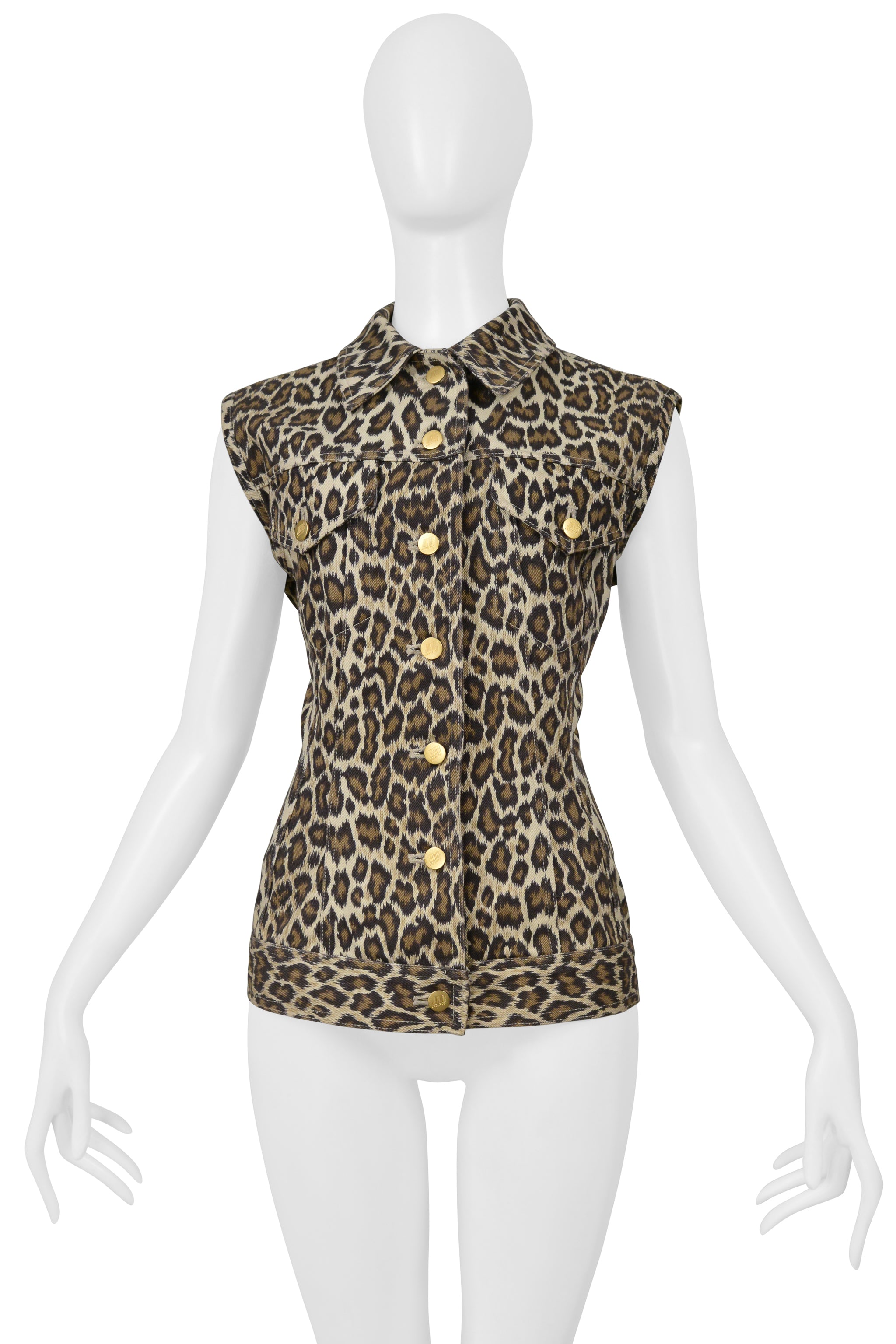 JEAN PAUL GAULTIER LEOPARD VEST WITH CORSET BACK