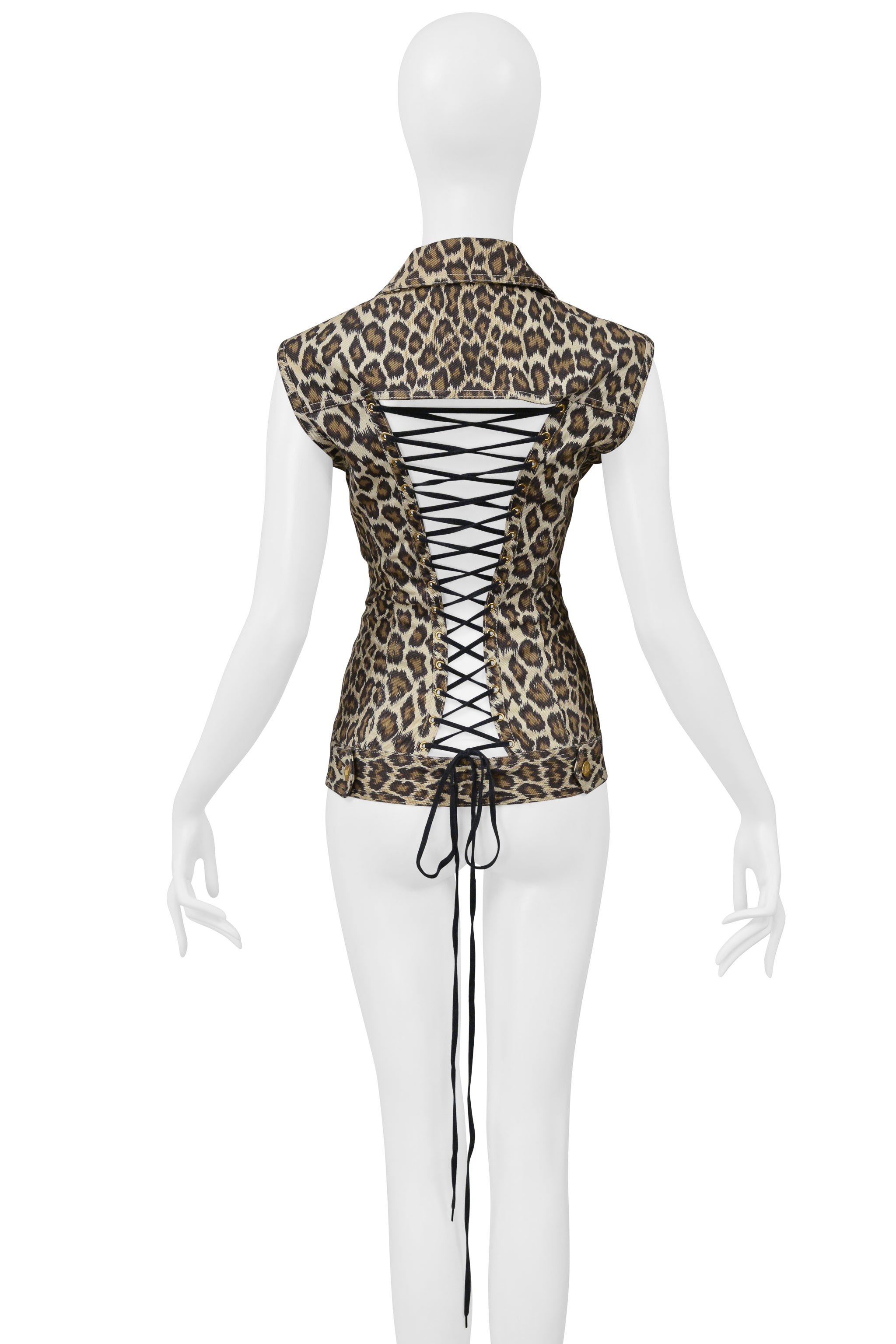 JEAN PAUL GAULTIER LEOPARD VEST WITH CORSET BACK