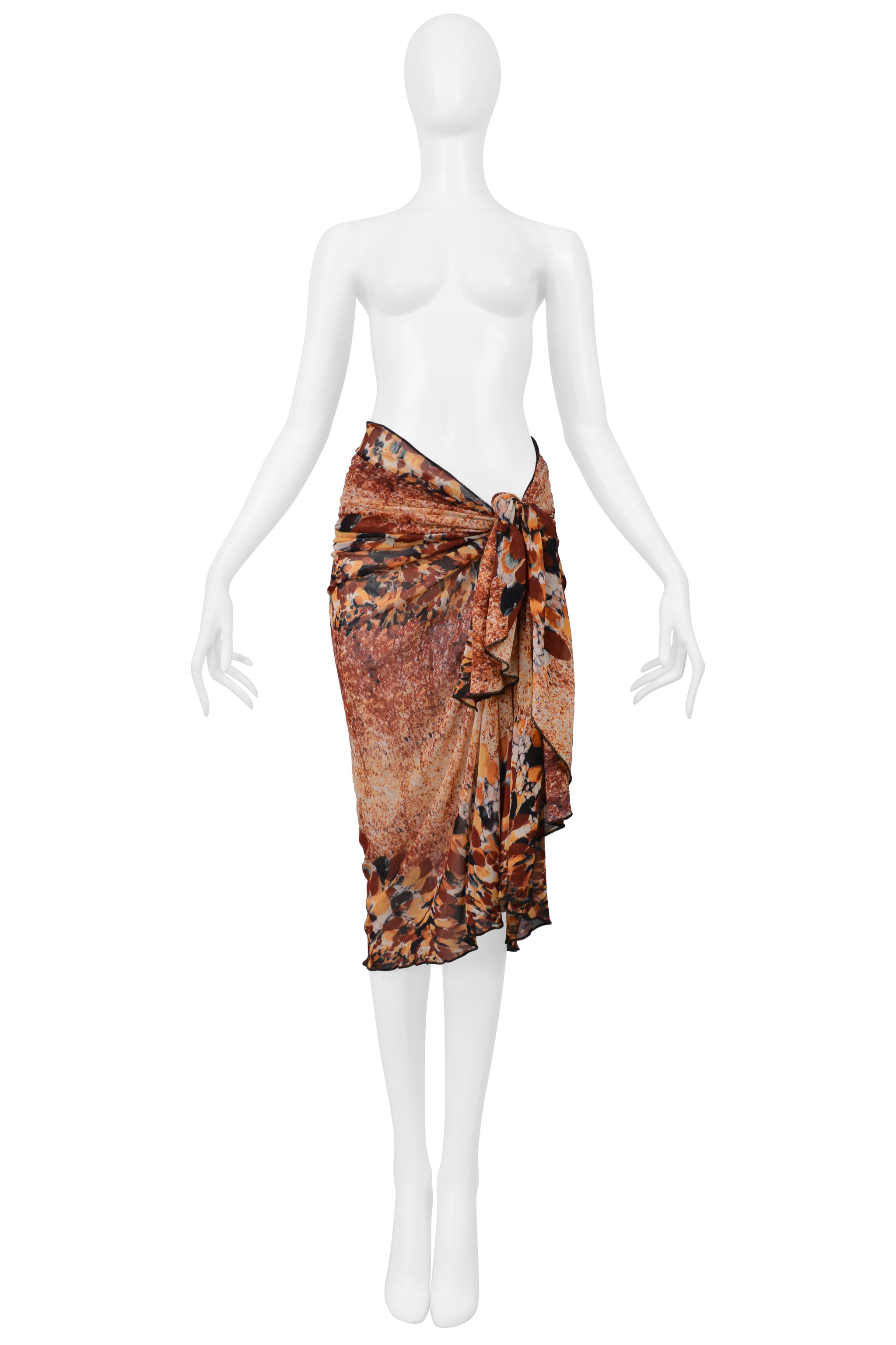 JEAN PAUL GAULTIER PRINTED MESH PAREO SCARF