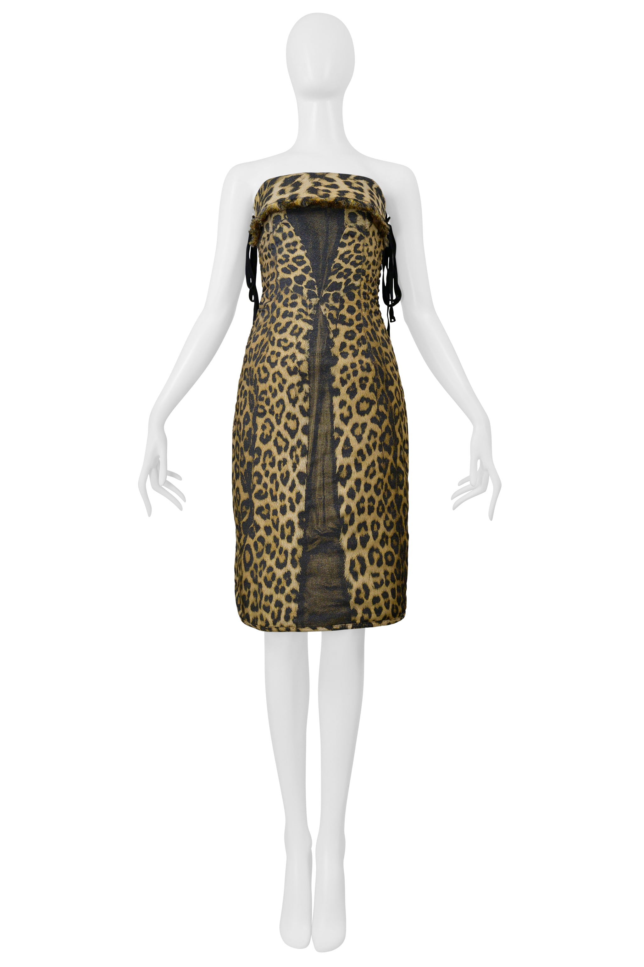 JEAN PAUL GAULTIER TROMPE L'OEIL LEOPARD PRINT DRESS AND CORSET LACING 2004