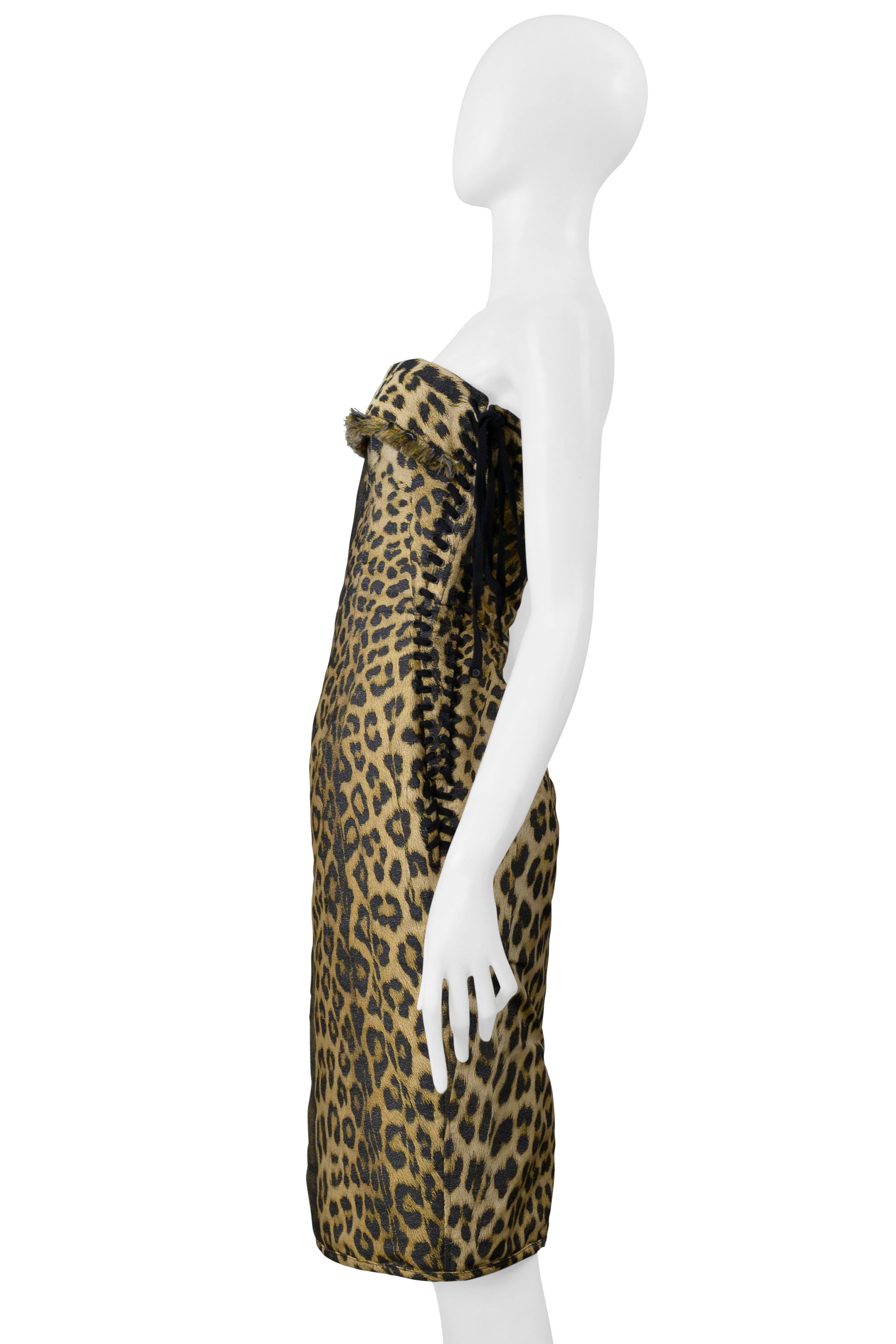 JEAN PAUL GAULTIER TROMPE L'OEIL LEOPARD PRINT DRESS AND CORSET LACING 2004