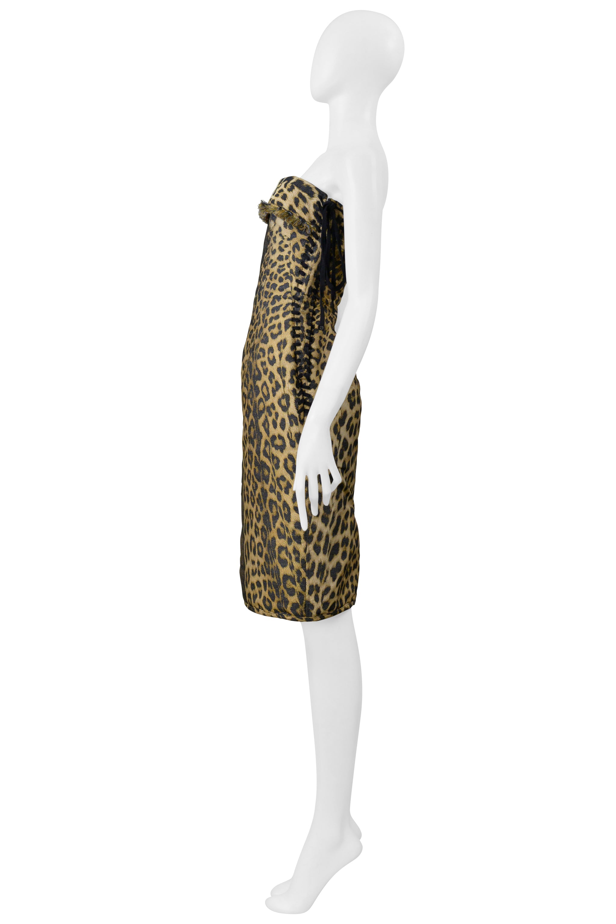JEAN PAUL GAULTIER TROMPE L'OEIL LEOPARD PRINT DRESS AND CORSET LACING 2004